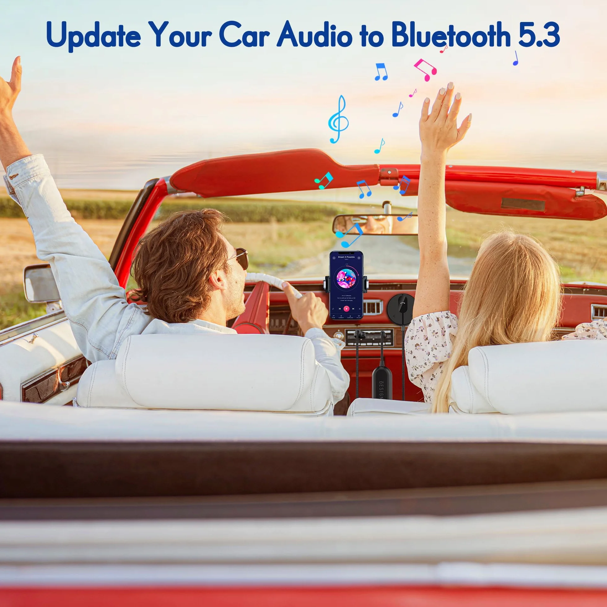 BESIGN BK01 Odbiornik samochodowy Bluetooth z filtrem szumów z pętlą uziemienia do samochodu z gniazdem Aux 3,5 mm