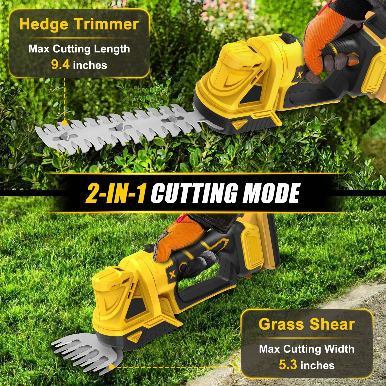 Nożyce do trawy, krzewów, zestaw kompatybilny z Dewalt 18 V, 20 V, akumulatorowe nożyce do żywopłotu, ręczne nożyce do trawy, akumulatorowe nożyce do trawy, nożyce do krzewów (bez akumulatora)