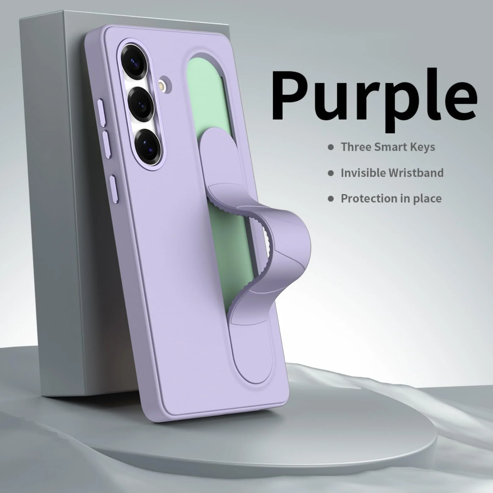 Etui na telefon komórkowy Galaxy S24 + 3 przyciski Smart NFC + stojak na bransoletkę + metalowy aparat, Slim Stand ing Grip Case do Samsung Galaxy S24 (5)