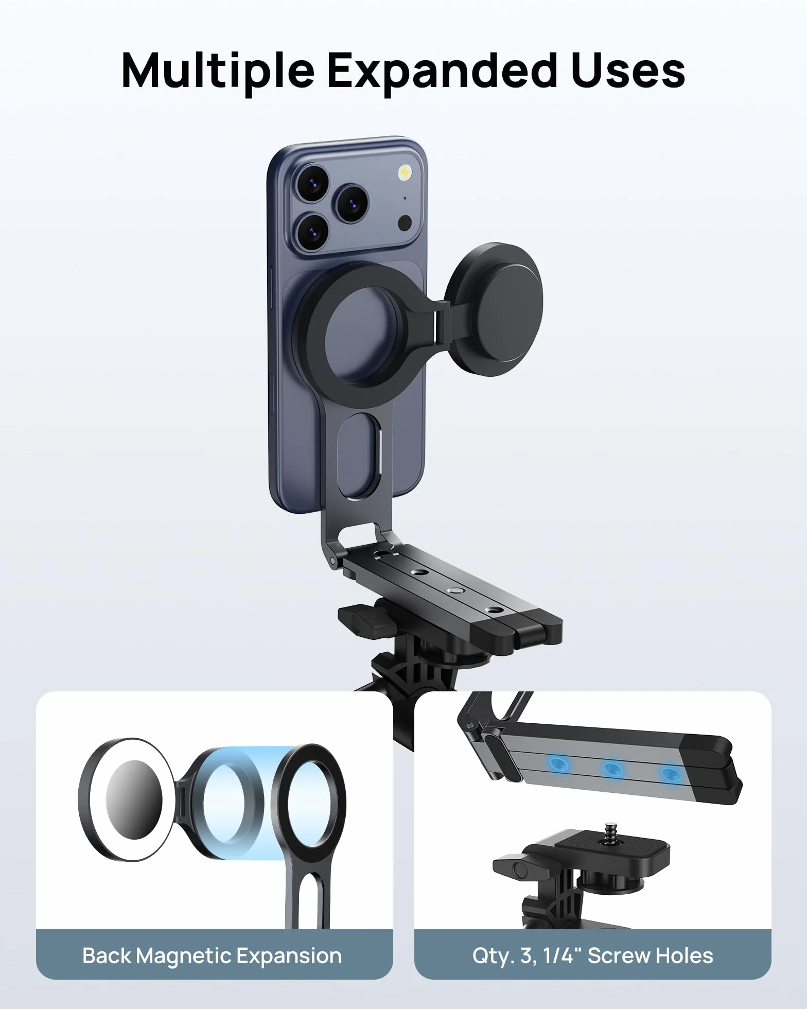 SODI Magnetyczny statyw telefonu na telefon SODI - Mocny magnes, składany statyw na telefon do vlogowania, siłowni, niezbędnik podróżny, mini statyw telefonu kompatybilny z iPhone 17, 16, 15, 14, 13
