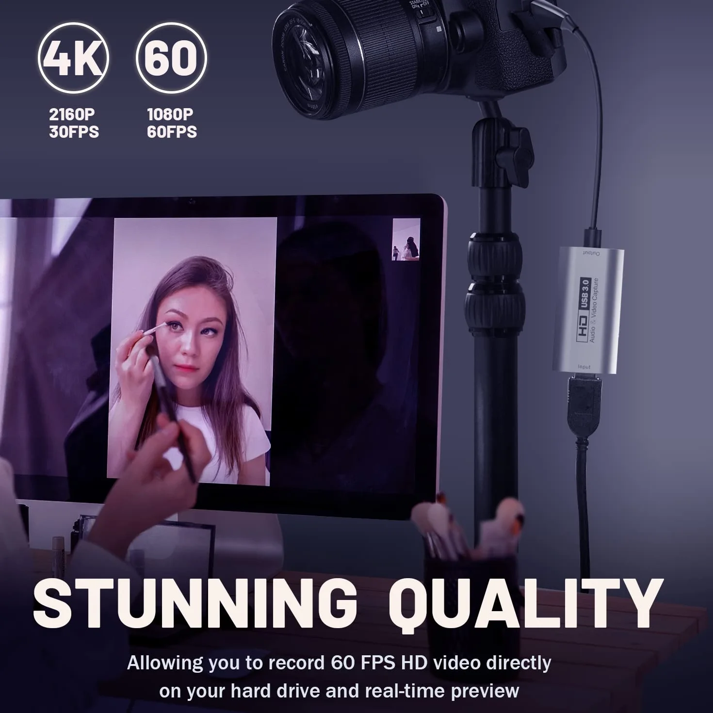 Guermok Karta do przechwytywania wideo, USB3.0 HDMI na USB C, 4K Full 1080P60FPS, urządzenia do przechwytywania do gier, transmisji na żywo, do systemu Windows, Mac OS, OBS, PS4/5, przełącznik Xbox1
