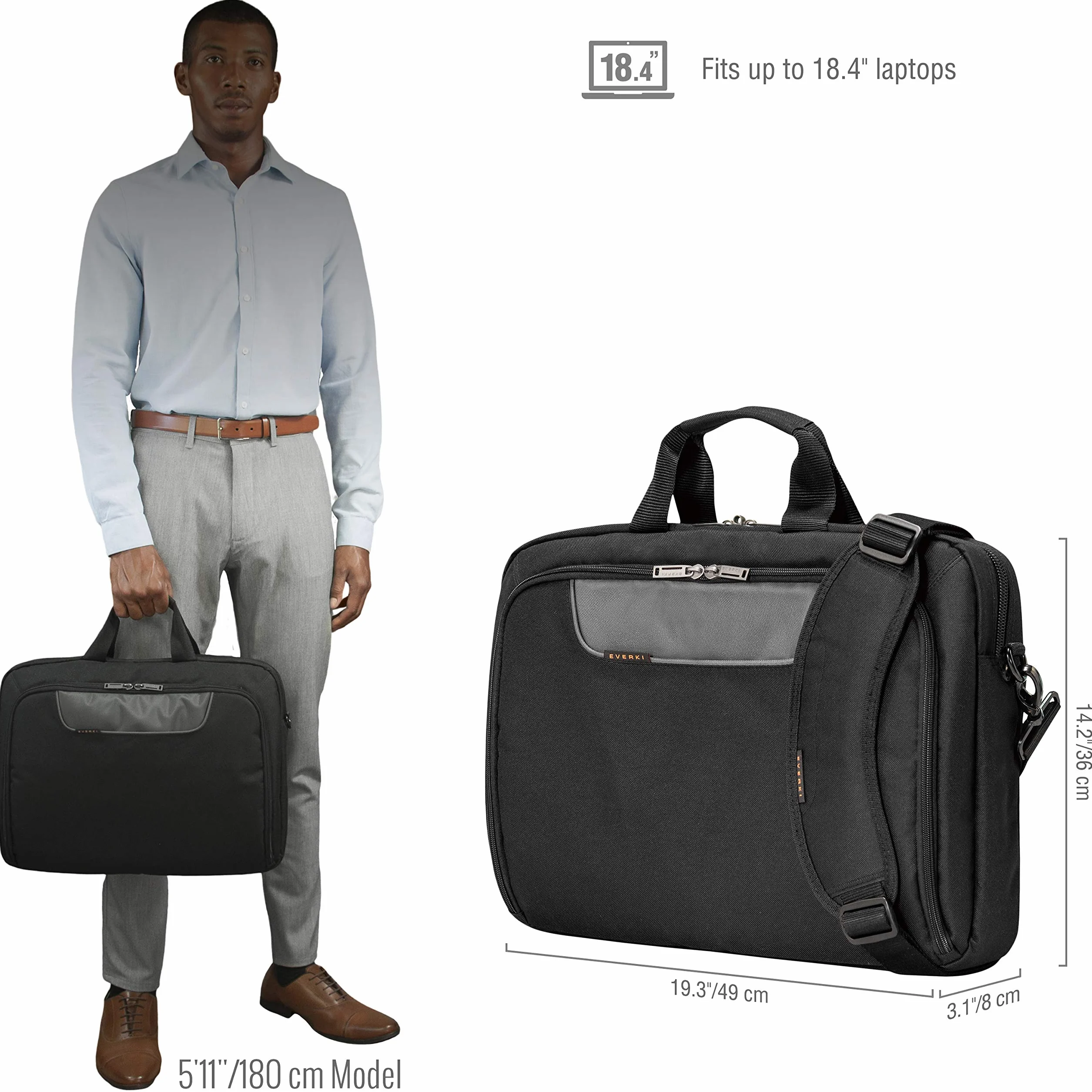 Everki 95314 Advance - Torba na laptopa - Aktówka mieści do 18,4 cala
