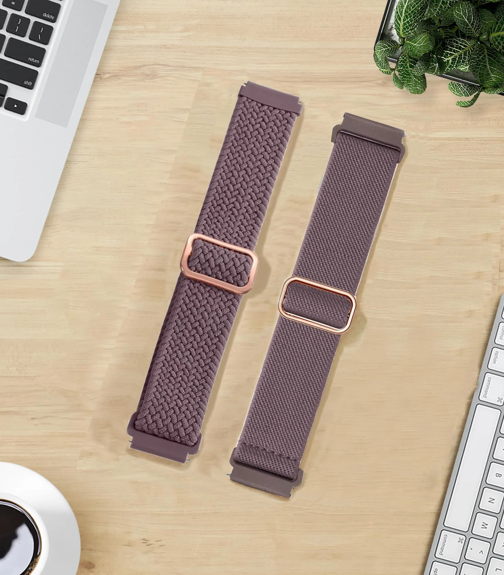 Pleciony elastyczny nylonowy pasek do zegarka Garmin Vivoactive 4S, Venu 2S, Venu 3S, Vivomove 3S, Forerunner 255S, Forerunner 265S, dla kobiet i mężczyzn, 18 mm, elastyczny, z tkaniny, 2 szt.