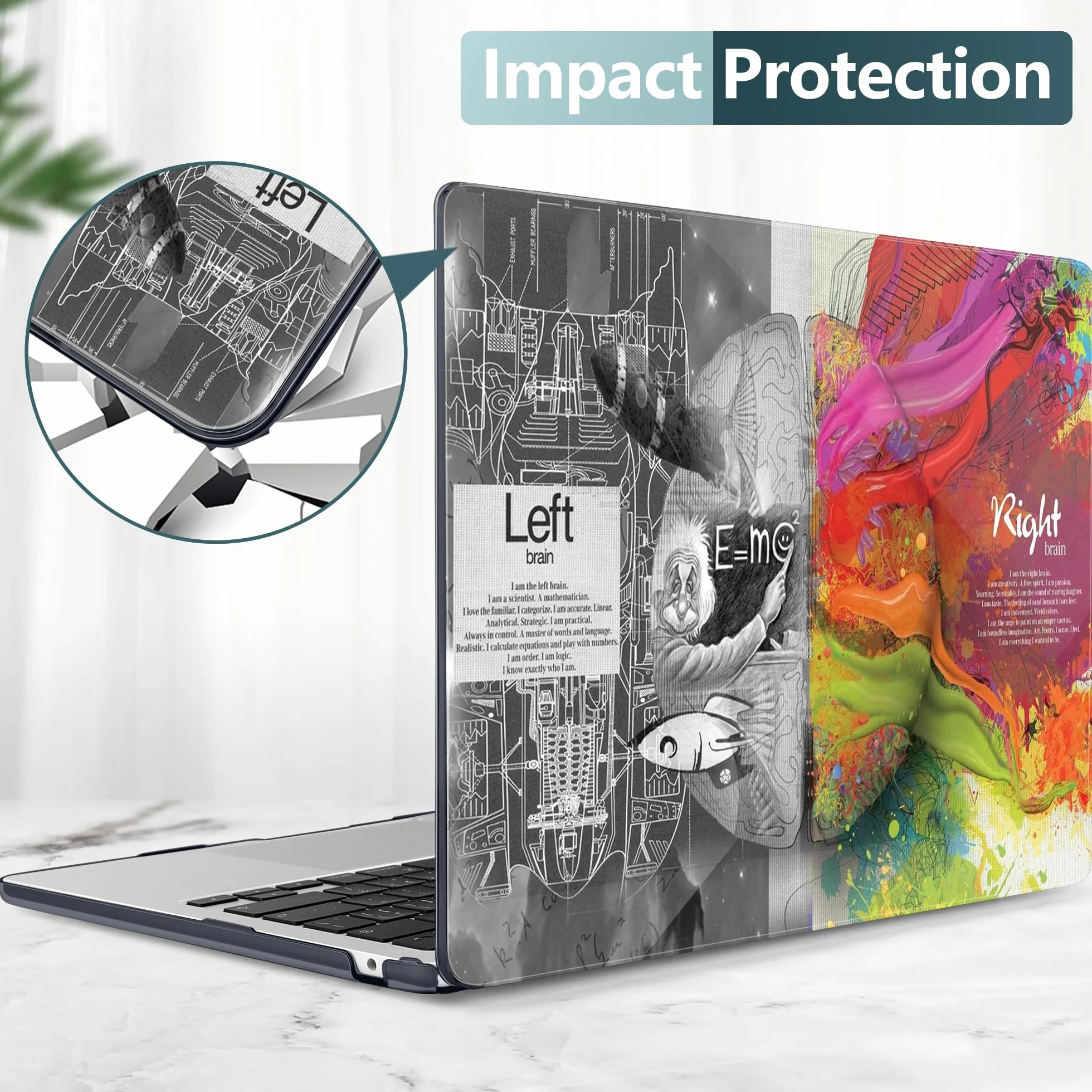 TWOLSKOO Etui M2 MacBook Air 13,6 cala 2022 A2681 z Touch ID, plastikowa twarda obudowa z osłoną ekranu i osłoną klawiatury i folią gładzika do MacBooka Air 13 M2 2022, kreatywny mózg