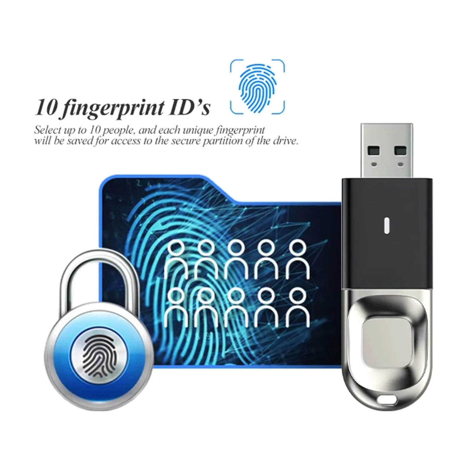 Szyfrowanie dysku odcisków palców U B 3.0 dysk flash przenośna szybka pamięć identyfikacyjna dysk U do smartfona PC Laptop,32G