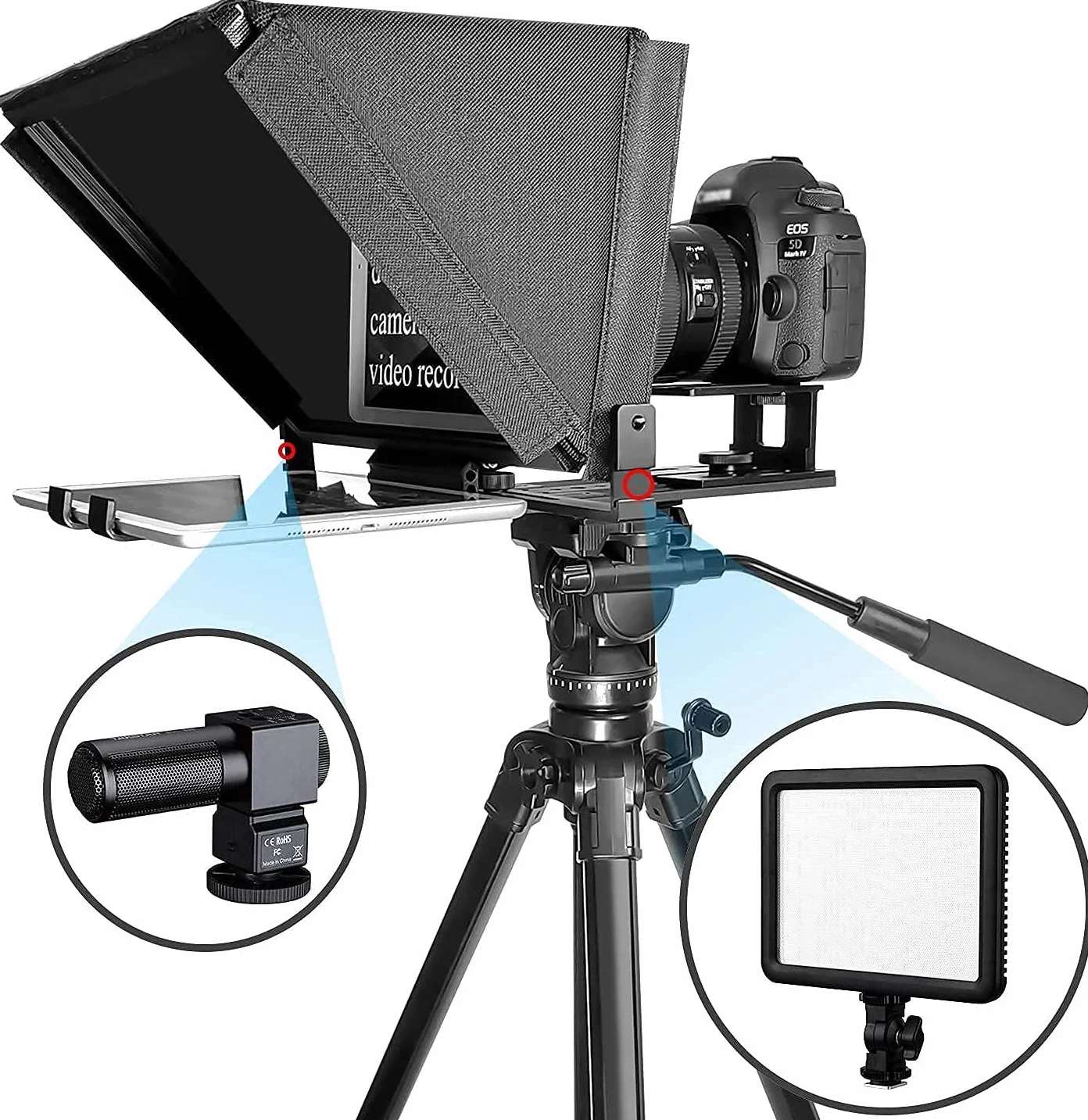 Teleprompter Tabletu 13 cali Kompatybilny z iPad Pro 12.9, Pafieo S12 DSLR Kamera Teleprompter z Pilotem kompatybilny z Canon Nikon Sony Youtube Vlog Kamera Wideo