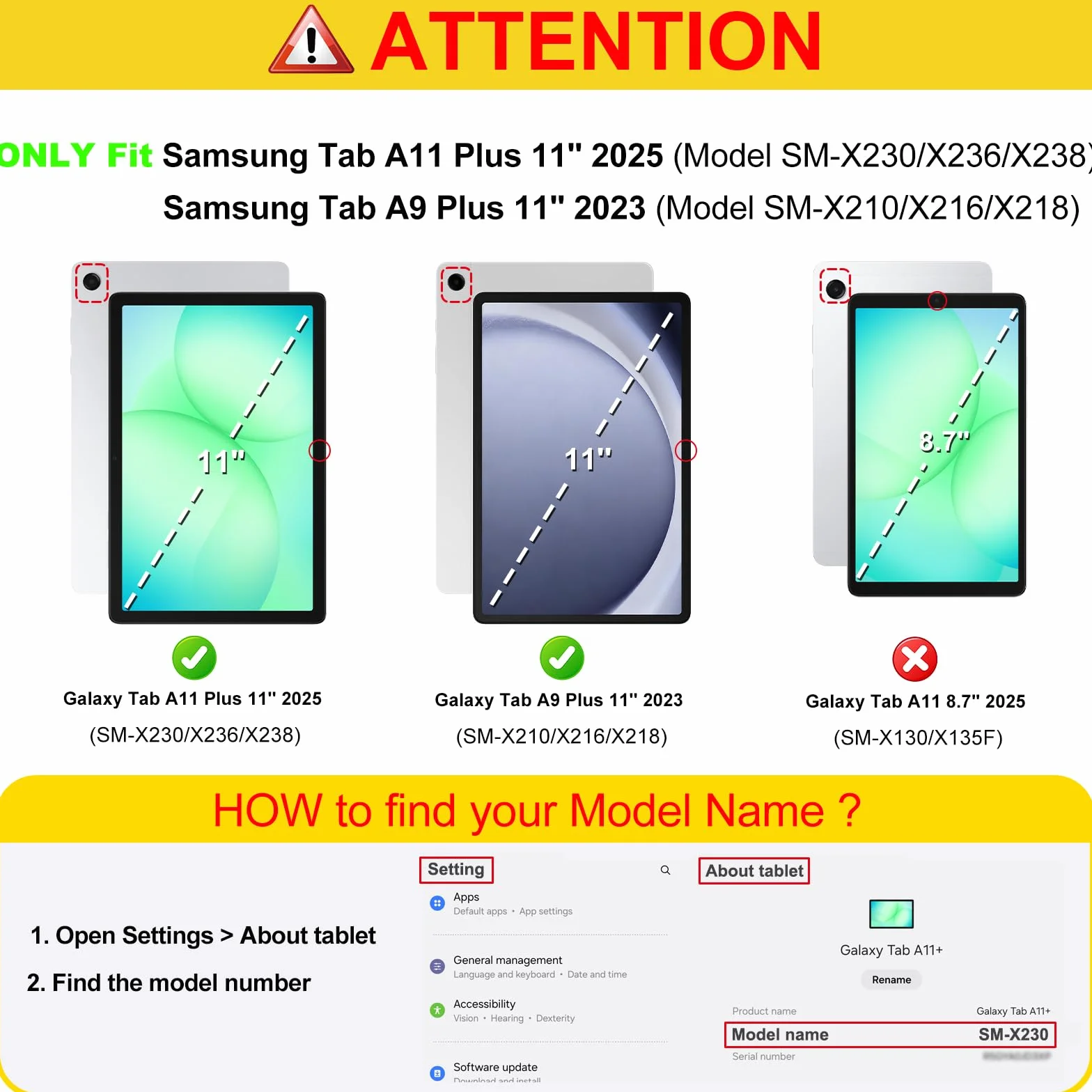 FINTIE Etui do Samsung Galaxy Tab A11 Plus (A11+) 11 cali 2025 i Galaxy Tab A9 Plus (A9+) 11" 2023, odporne na wstrząsy z podpórką, czarne/niebieskie