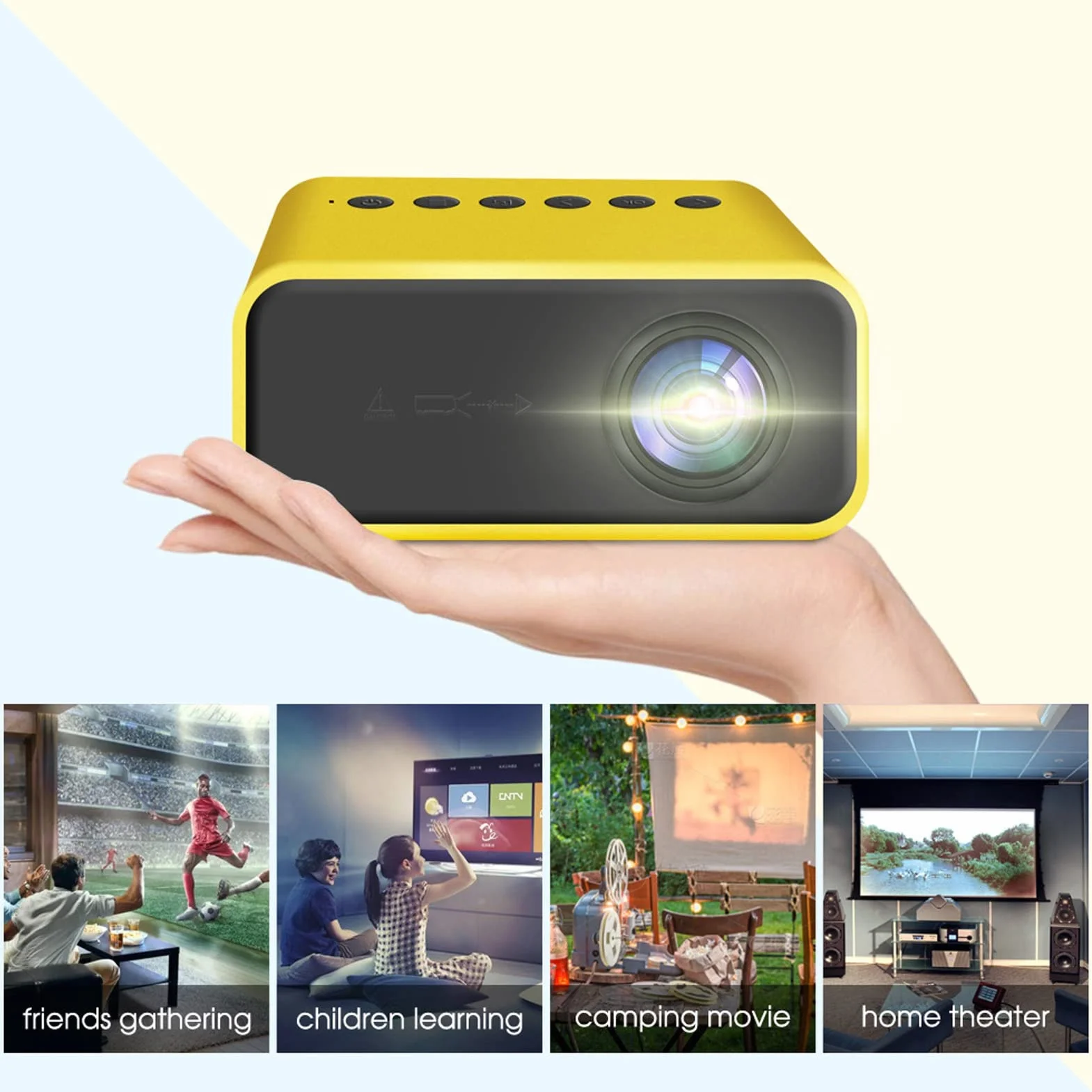 Mini Projektor, Przenośny Projektor Filmowy Full HD 1080P LED do Kina Domowego na Zewnątrz, na Kemping z Wieloma Portami Sprzętowymi, ochroną Oczu i Prezentem dla Odpowiedniego