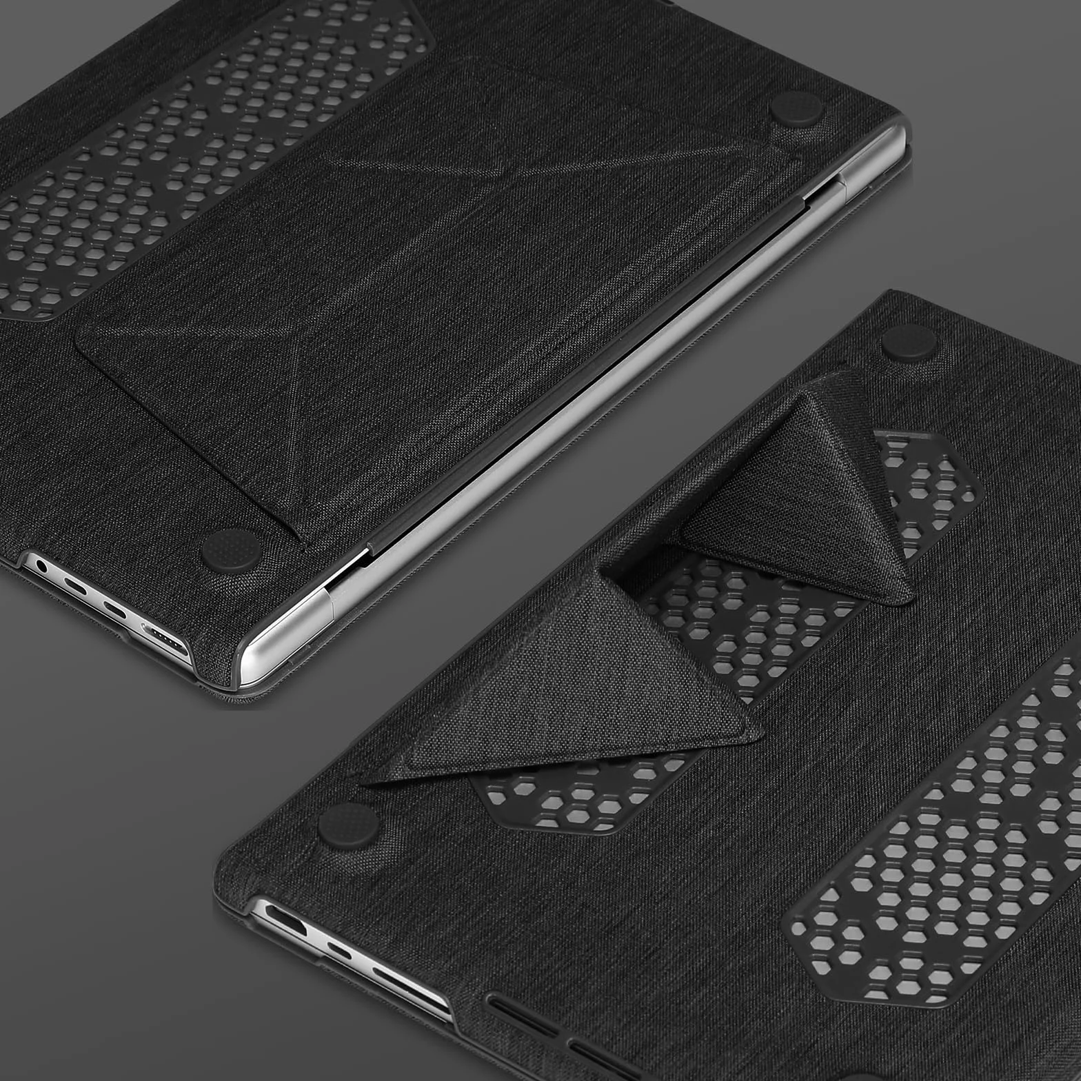 MOSISO Kompatybilny z etui na MacBook Pro 14 cali 2025 2024-2021 M5 M4 M3 M2 M1 A3434 A3112 A3185 A3401 A2918 A2992 A2779 A2442, etui z twardą powłoką z tkanin dzianinych z składaną podstawą, czarny