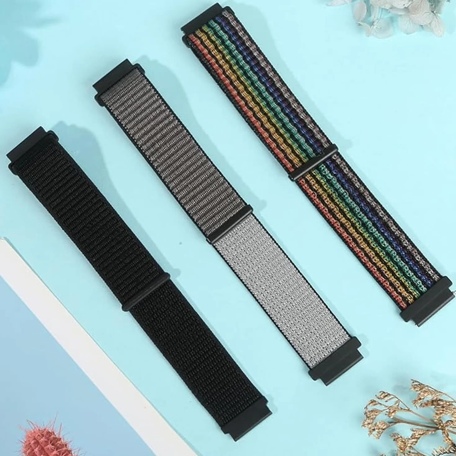 Sundara 18mm 19mm 20mm 22mm Nylonowy Pasek do zegarka sportowego o szerokości, kompatybilny z Garmin/ID205L/Galaxy/Huawei/Amazfit, Uniwersalny Pasek do Zegarka