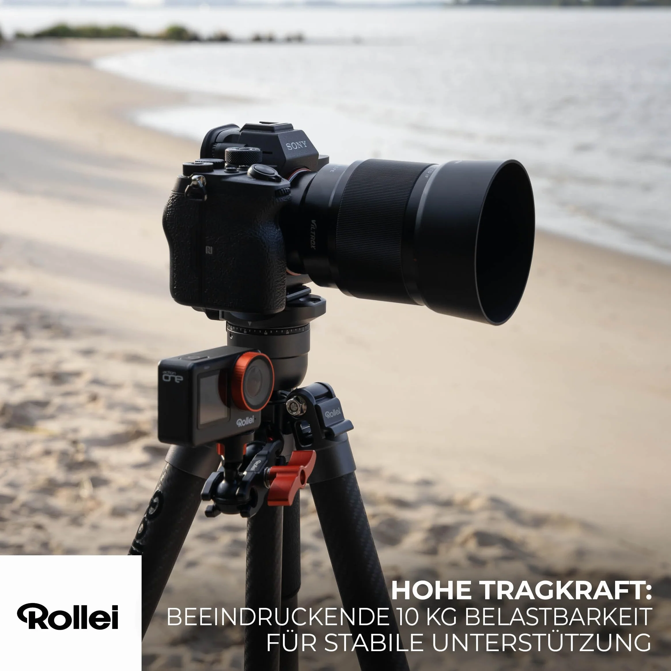 Rollei Easy Traveler XL statyw węglowy – nośność 10 kg, stabilna konstrukcja, ultralekki, kompaktowy, funkcja blokowania bez wysiłku