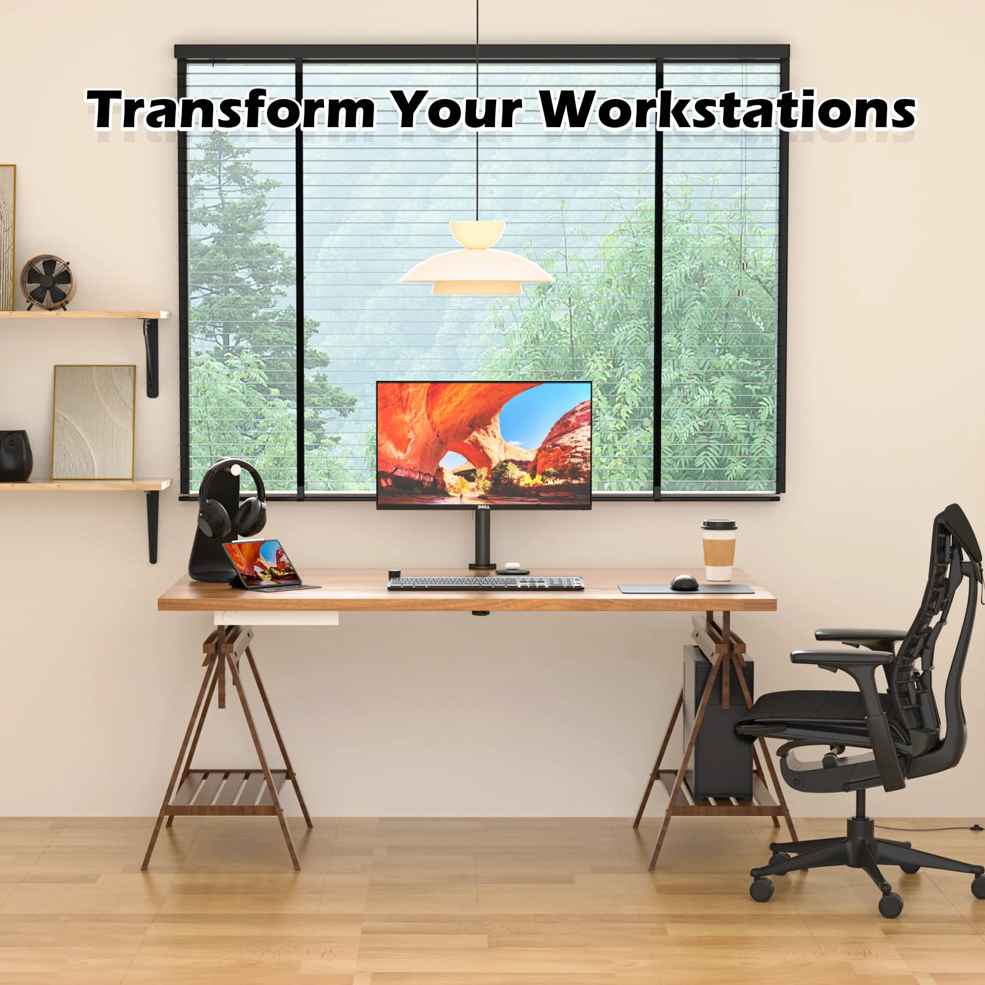 Bontec Uchwyt do monitora 13-32" do ekranów LED LCD do 10 kg, uchwyt stołowy do 1 monitora, z regulacją wysokości, nachylany, wychylny, 2 opcje montażu, VESA 75 x 75/100 x 100, czarny