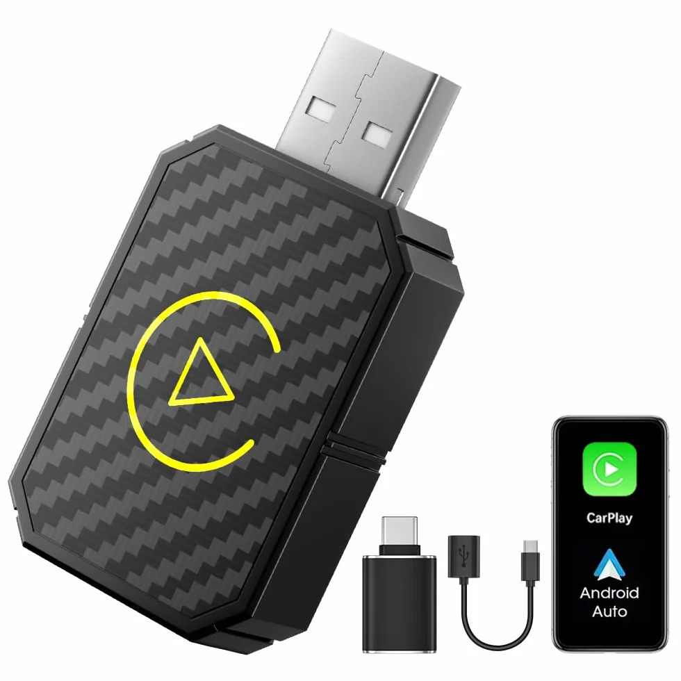 Bezprzewodowy adapter bezprzewodowy Android Auto i Carplay, bezprzewodowy adapter Carplay 2025, 2 w 1, konwersja Wired Android Auto/Car Play in Wireless do pojazdów z Carplay