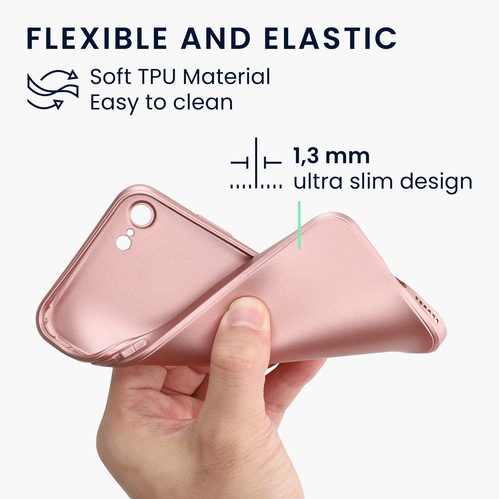 kwmobile Etui Apple iPhone SE 2022/2020 8 7 Miękkie TPU Metalowe Wykończenie Różowe Złoto Metaliczne