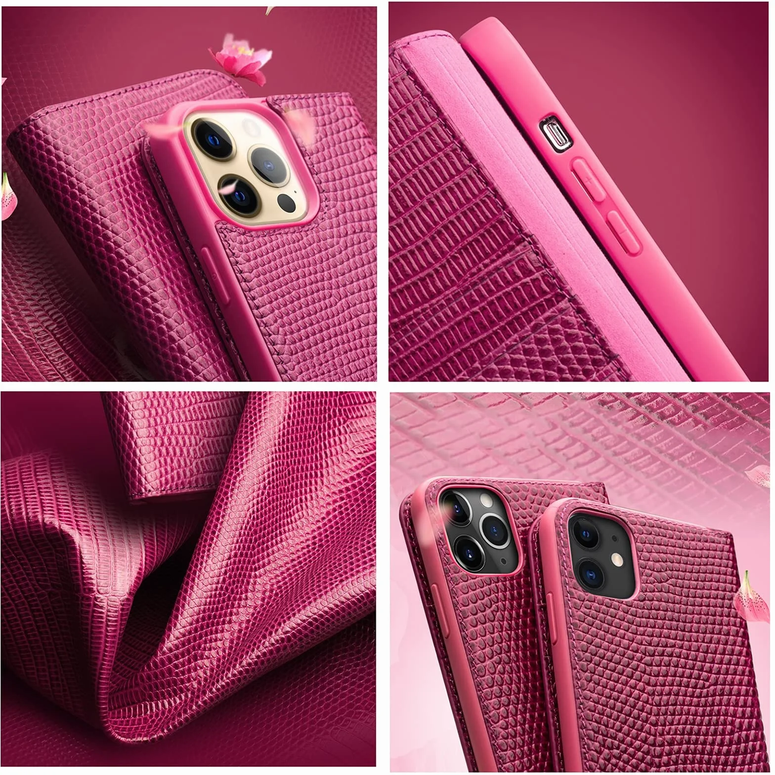 Etui kompatybilne z iPhone 13 Pro Max 6,7", portfel etui z klapką dla kobiet wysokiej jakości skóra z przegródkami na karty odporne na wstrząsy silikonowe etui na zderzak