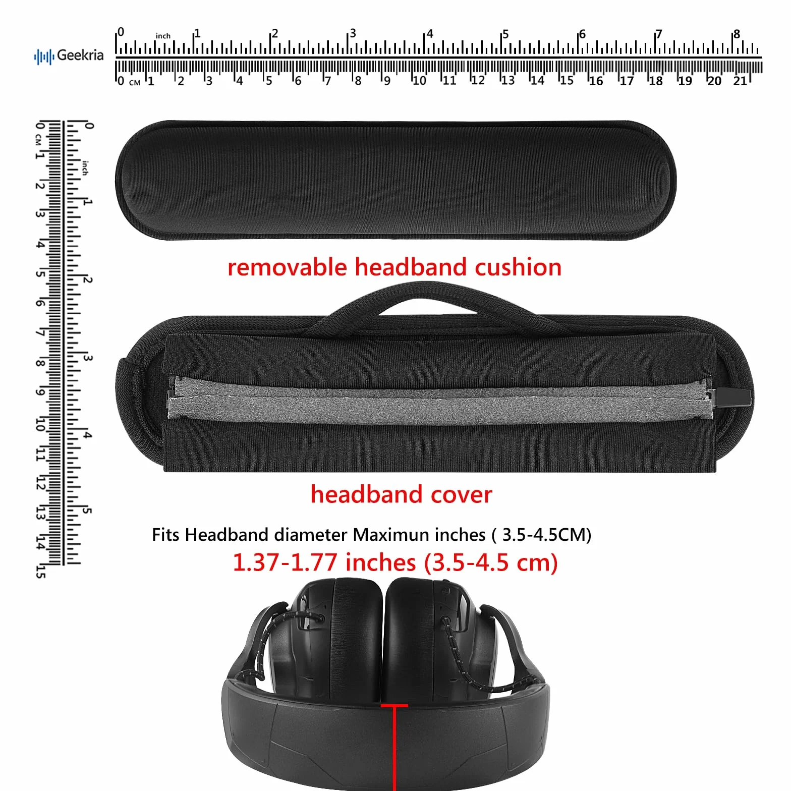 Geekria Duża opaska na głowę z rzepem zestaw podkładek ochraniacz kompatybilny Corsair JBL Logitech Razer Sennheiser Turtle