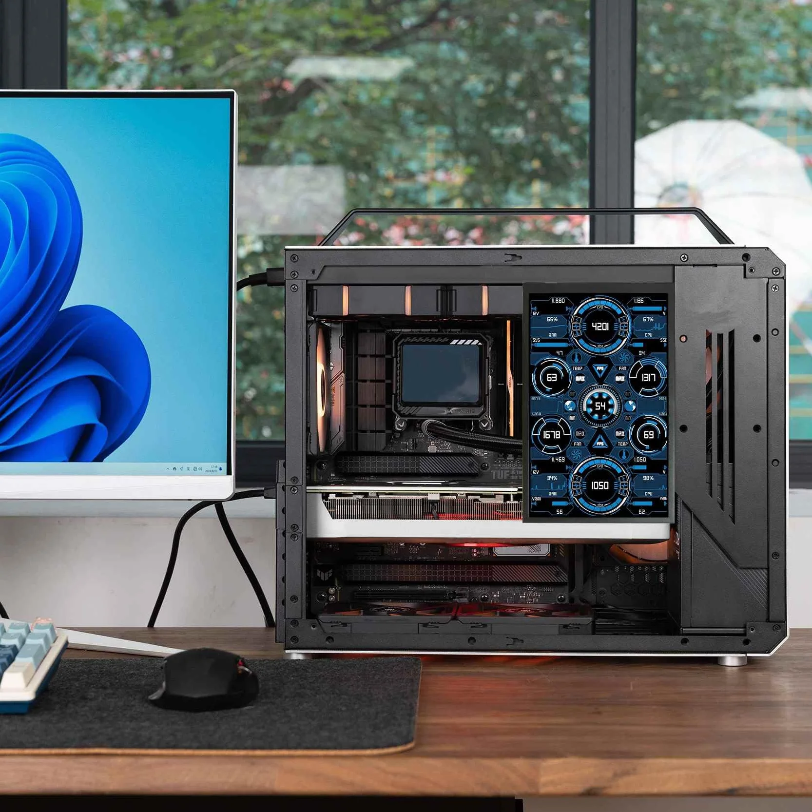 VSDISPLAY Przenośny czarny 8-calowy ekran temperatury komputera IPS | 1280x800, do PC CPU RAM HDD Data