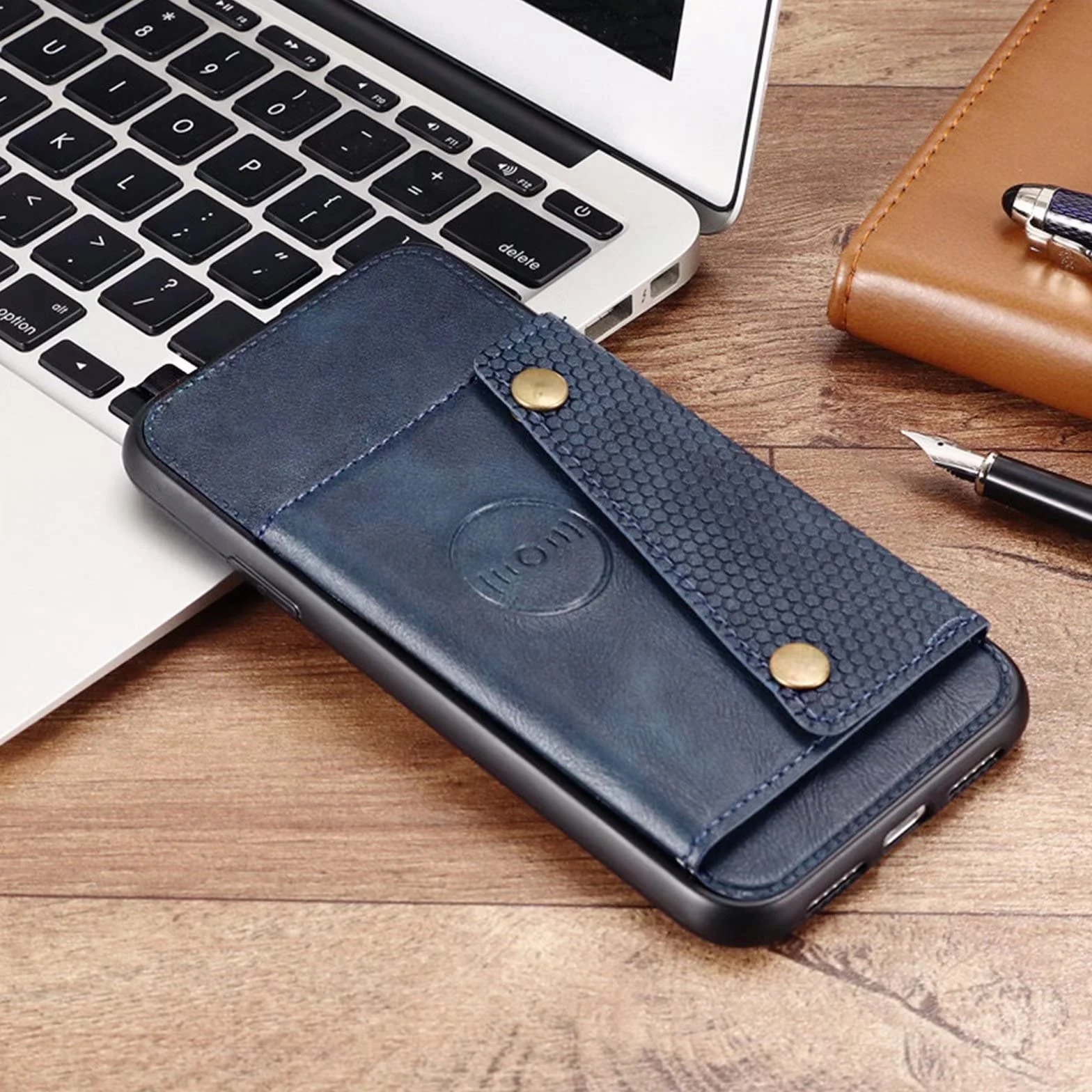 Case Kompatybilne z One Plus 9 Portfel Etui Ochronne ze Skóry PU Przegródki na Karty Magnetyczny Uchwytu Samochodowego Cover Slim Wstrząsy Niebieski|Film Szkło Hartowane2