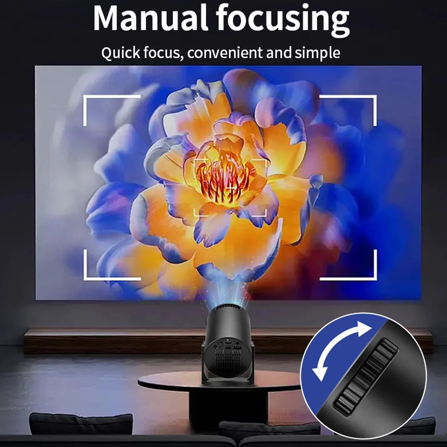 ASHATA Mini Projektor z Wi -Fi i Bluetooth, 270 ° Regulowany Stojak na Zewnątrz Projektor Kina Domowego USB TV Stify Filmy Projektor Filmowy na Smartfona z Laptopa Android