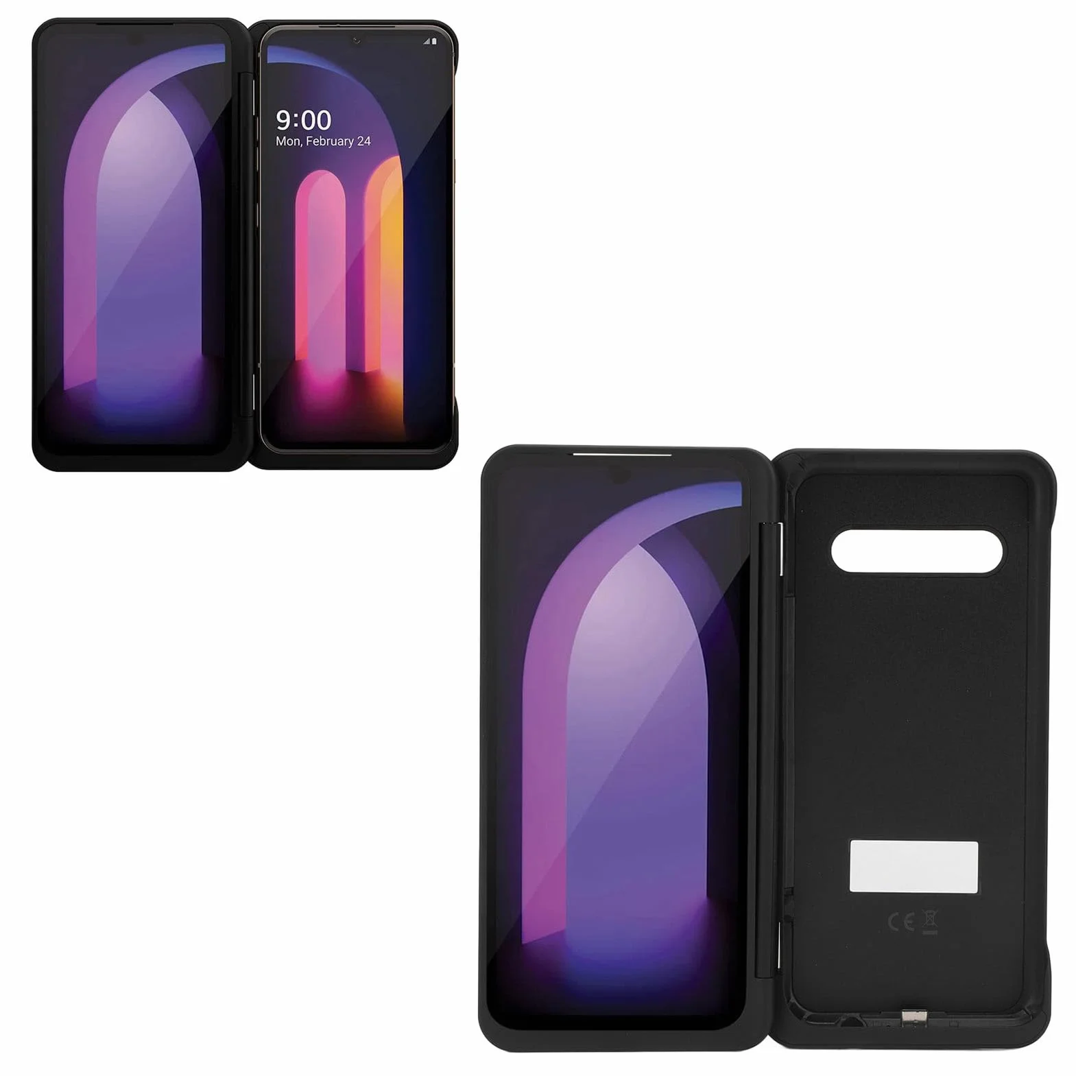 Sxhlseller Etui na Telefon z Dwoma Ekranami, Składana, Odpinana Obudowa z Dwoma Ekranami, Zamiennik Obudowy Telefonu z z Magnetycznym Adapterem Typu C, dla V60 dla 5G LM V605N
