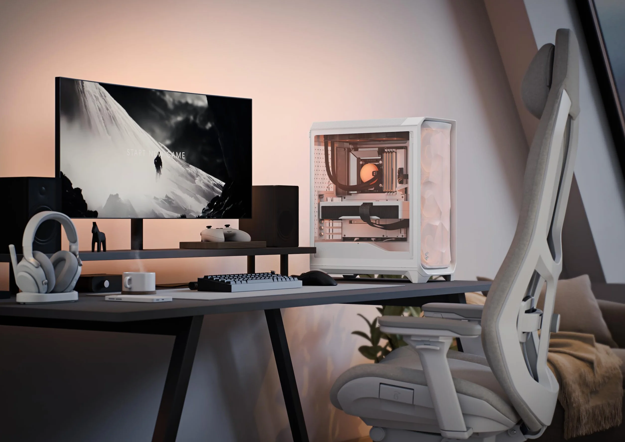 Fractal Design Meshify 3 RGB białe szkło hartowane przezroczysty odcień - obudowa do gier o wysokiej przepływności powietrza - siatka przednia - trzy ARGB moment 14 stycznia 2 wentylatory w zestawie