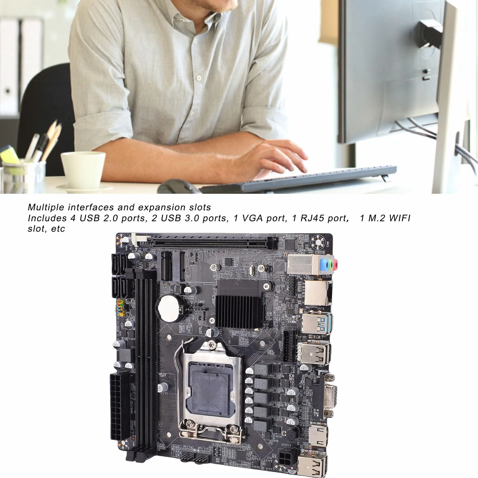 Sxhlseller Płyta główna do gier H110, płyta główna komputera LGA 1151 Mini ITX z DDR4 2133 2400 2666 MHz M.2 NVMe PCIe X16, do procesorów Core I7 I5 Pentium Celeron 6, 7 i 8