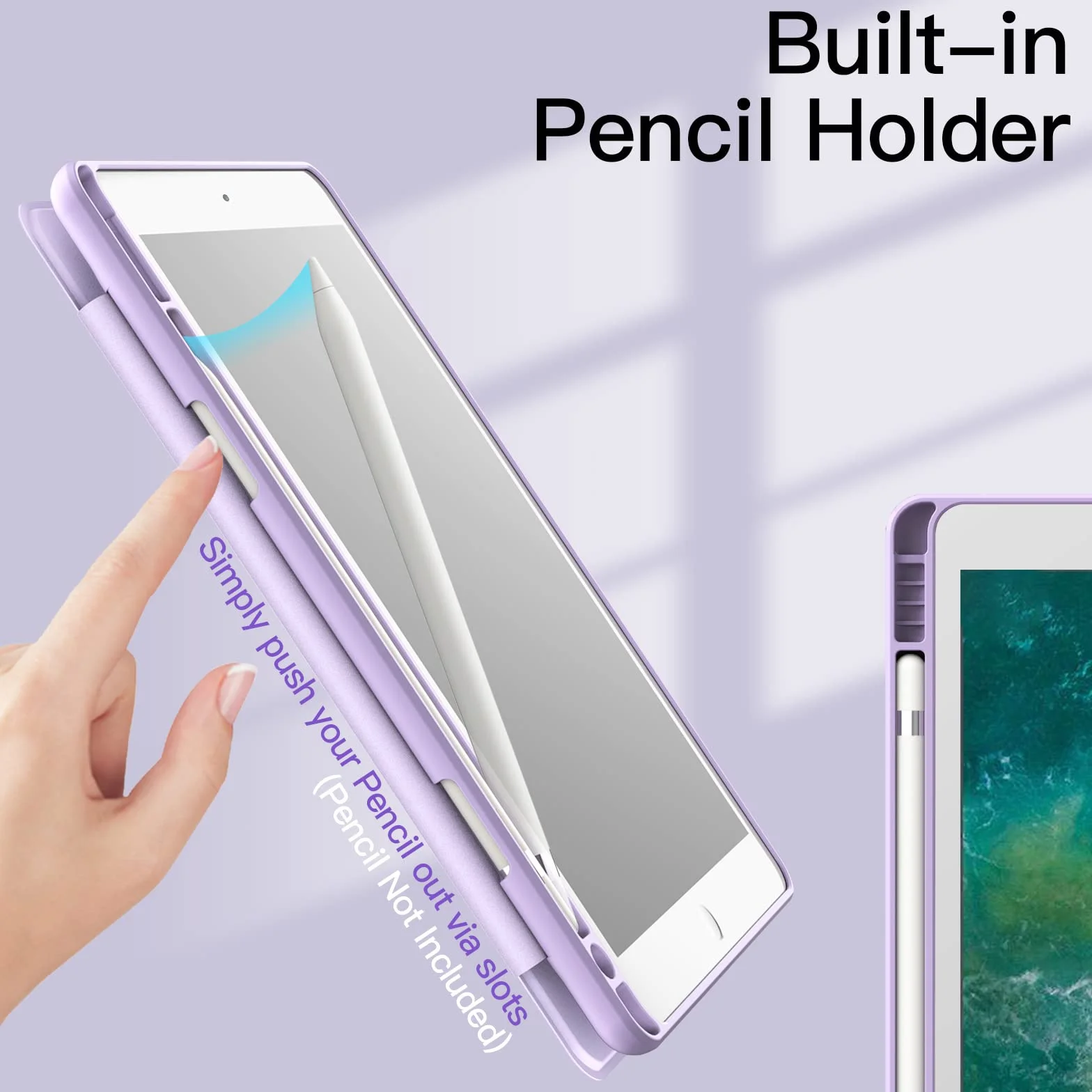 JETech Etui Ochronne dla iPad Pro 10,5", Air 3, Jasny Fiolet | Dla iPad Pro 10,5" 2017, iPad Air 2019 Model, Uchwyt na Pencil, Cienka Ochrona Wstrząsoodporna, Potrójnie Składana Podstawka