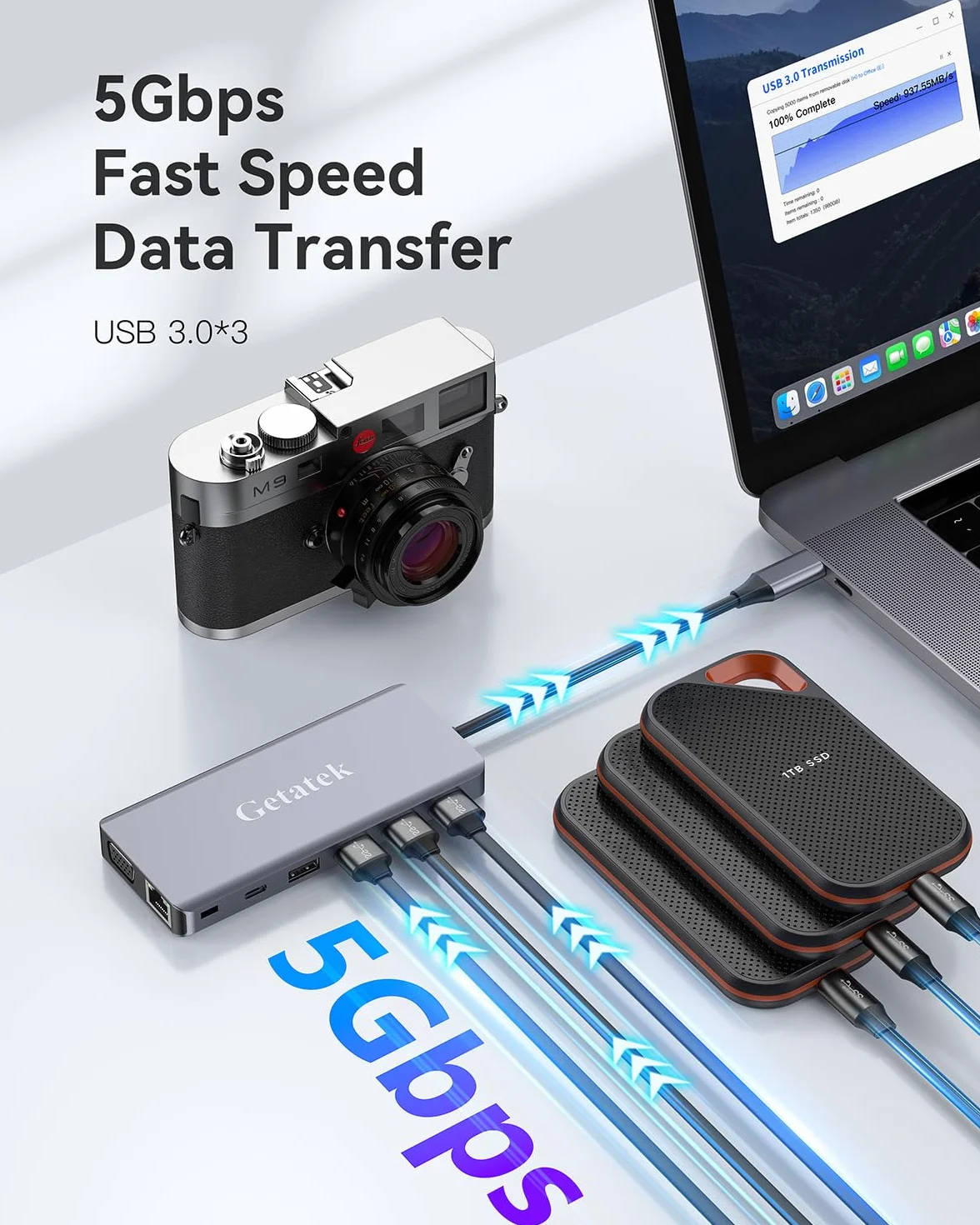 Stacja dokująca USB C, 14 w 1, stacja dokująca USB C, potrójny wyświetlacz, stacja dokująca do laptopa z podwójnym HDMI, VGA, PD, RJ45, SD/TF, 3 USB 3.0, USB 2.0, audio, port danych typu C, blokada