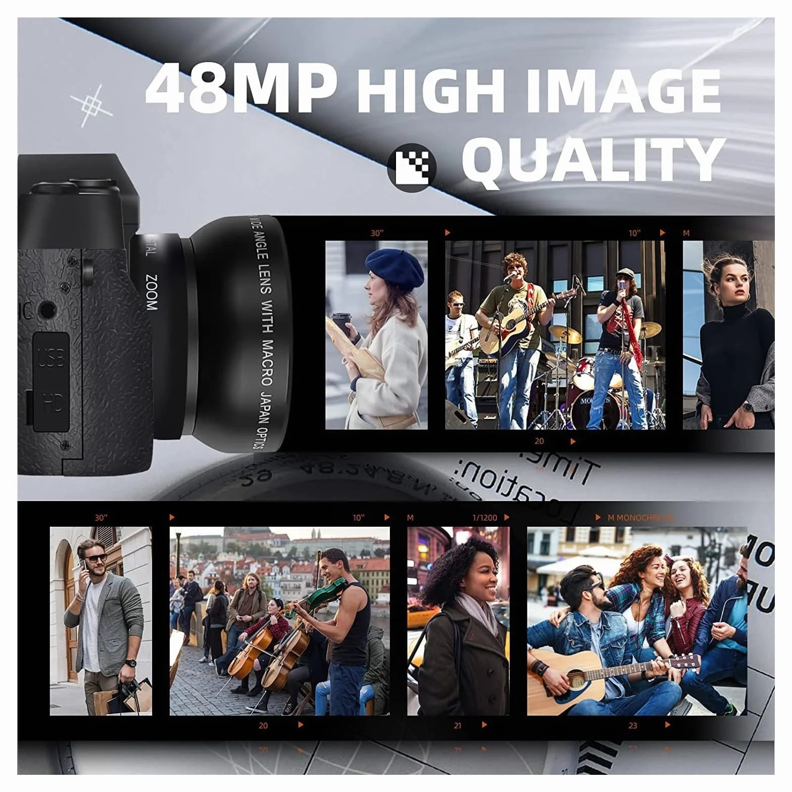 Kamera Cyfrowa 4K Kamera Wideo Kamery 48 MP Do Robienia Zdjęć Kamera Do Vlogowania Kompaktowy Aparat Z Autofokusem Na Ekranie Z Klapką