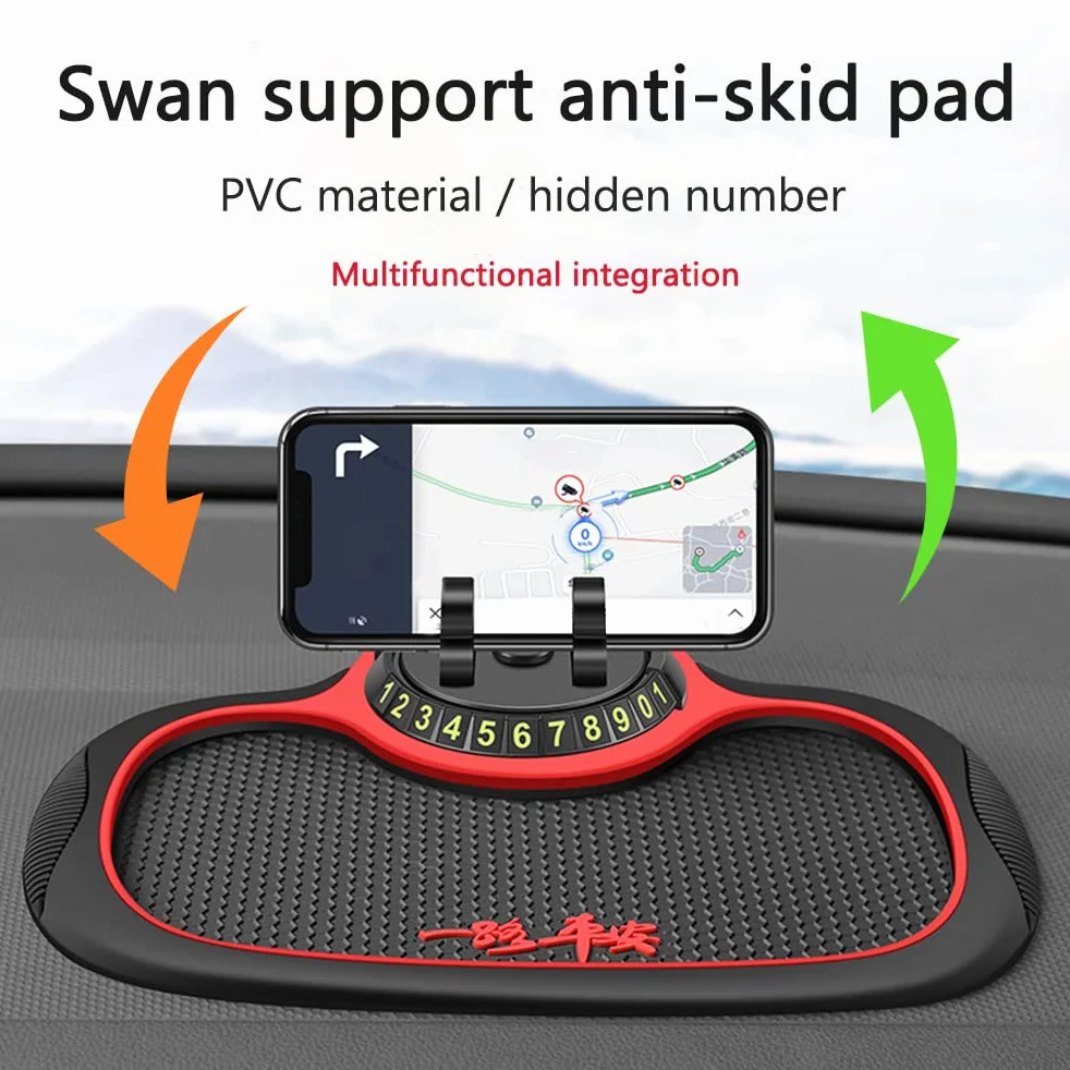Antypoślizgowa Podkładka Pod Telefon, KIMISS 8*19*24cm, Antypoślizgowa Gumowa Podkładka Samochodowa 360 Stopni Obracający się Uchwyt na Telefon do Telefonu Klucze Okulary (Antypoślizgowa niebieska) z ukrytym nawiasem)