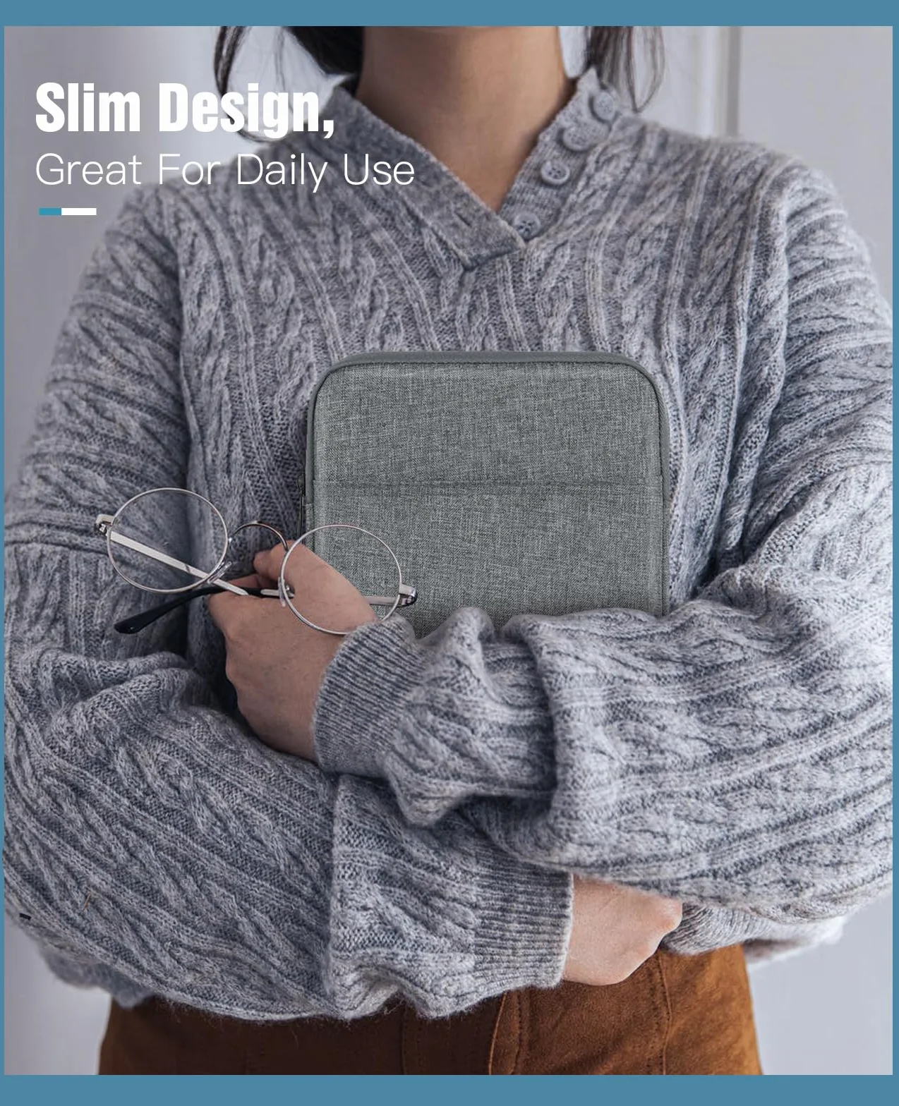 TiMOVO 6-7 Inch Sleeve Case for eReader Book, Dark Gray | Compatible with Paperwhite/Colorsoft Signature Edition, Oasis & Kobo Devices Compatible, Protective Pouch Bag, Carrying Case