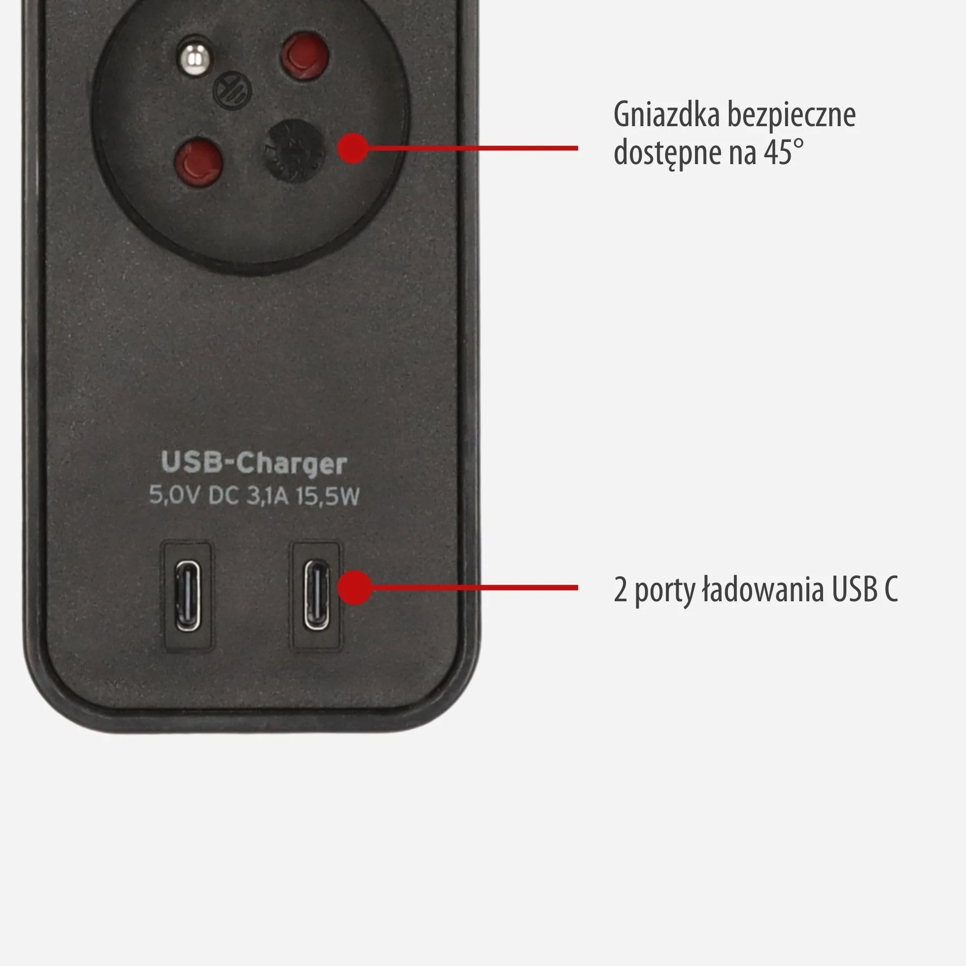Brennenstuhl Ecolor 4 gniazda listwa zasilająca z gniazdem ładowania USB (gniazdo wielokrotne z 2x USB C, przełącznikiem i kablem 1,5 m) czarna