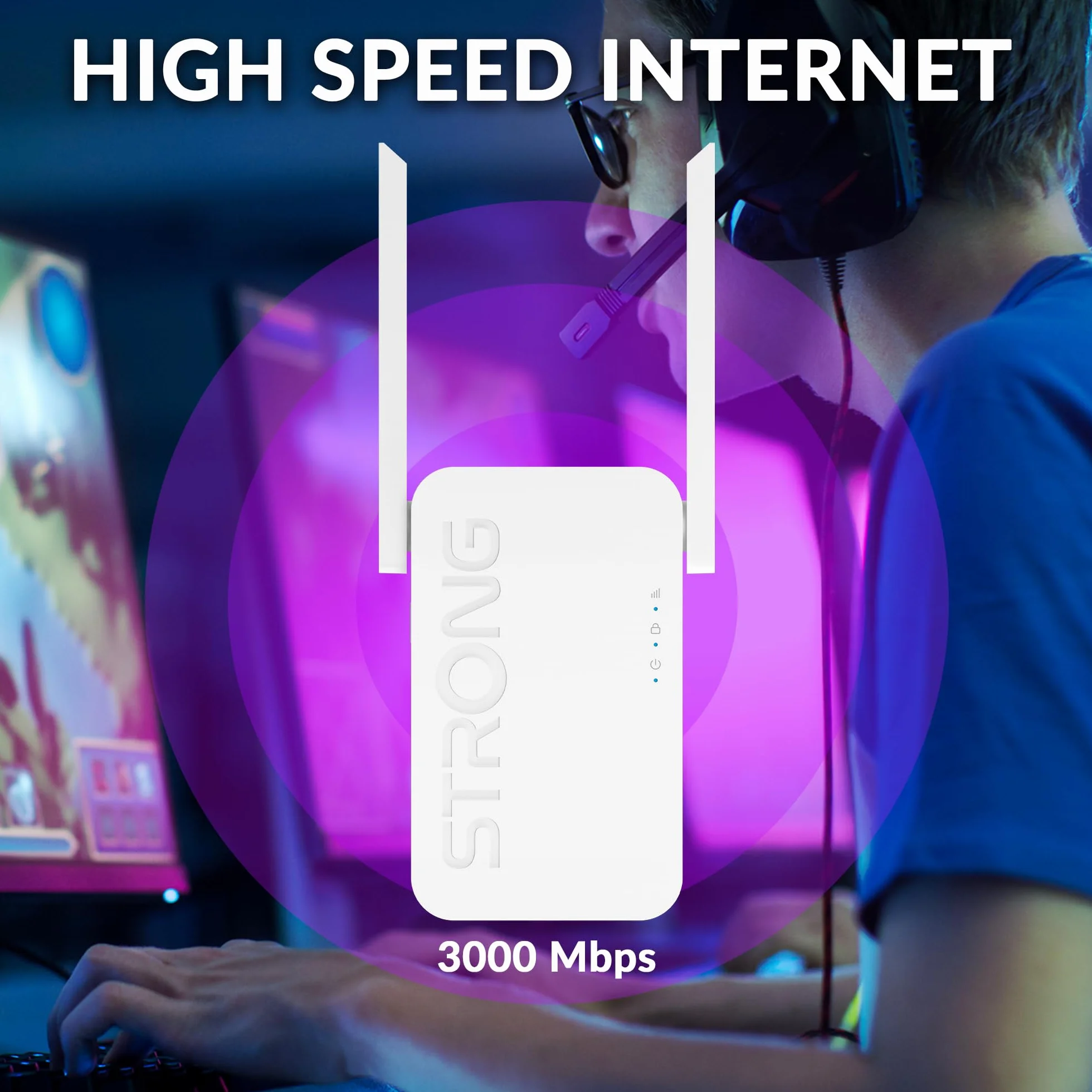 STRONG Wzmacniacz Wi-Fi 6 AX3000: wzmacniacz Wi-Fi 2 w 1 i punkt dostępowy, gniazdo wtykowe do szybkiego Internetu do 3000 Mbit/s, idealne do domu i ogrodu
