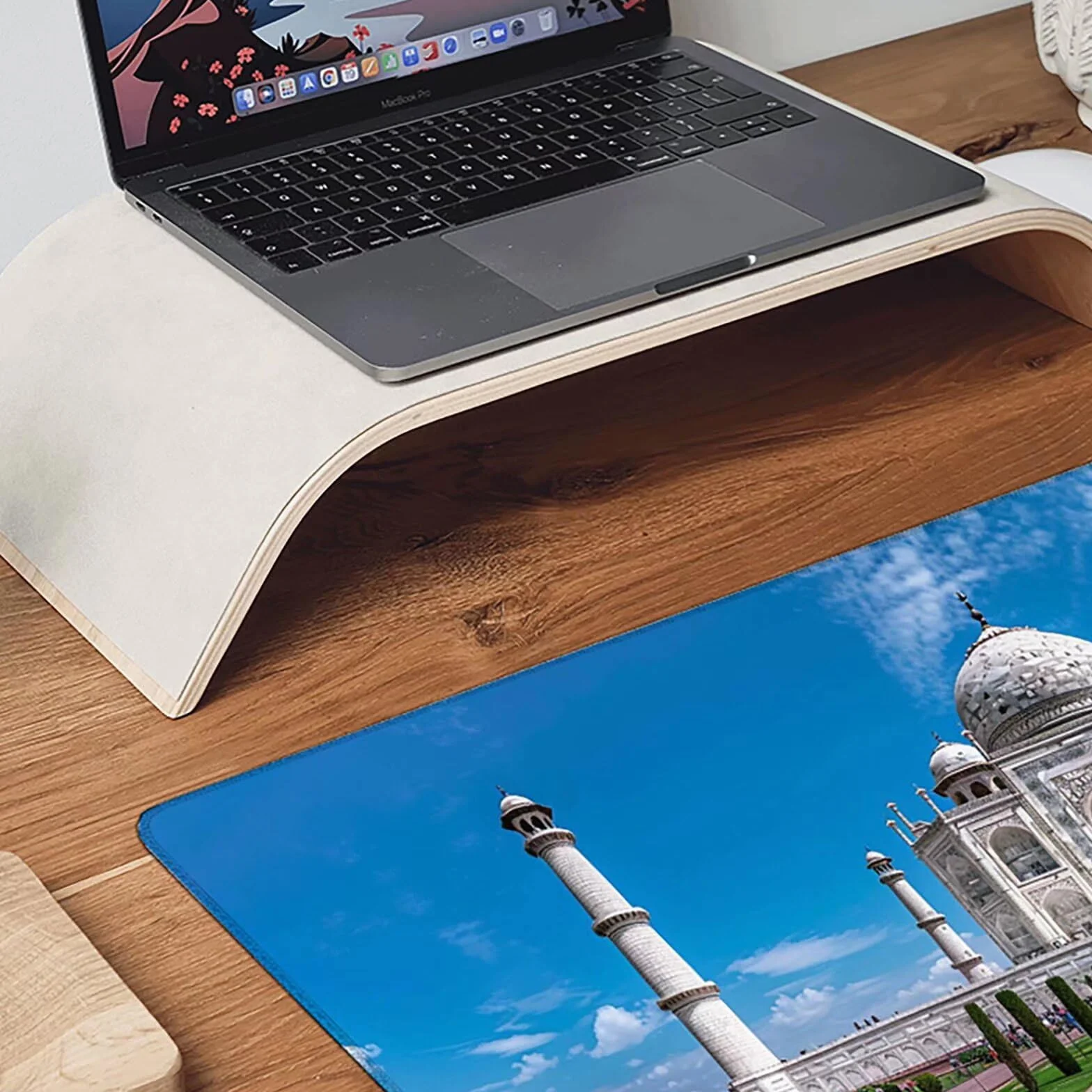 Gamingowa podkładka pod mysz, niebieska, XXL, 1400 x 600 x 3 mm, XXL, podkładka pod mysz, Taj Mahal, akcesoria dla graczy, z antypoślizgową podkładką, wodoszczelna i trwała, do ozdabiania myszy i