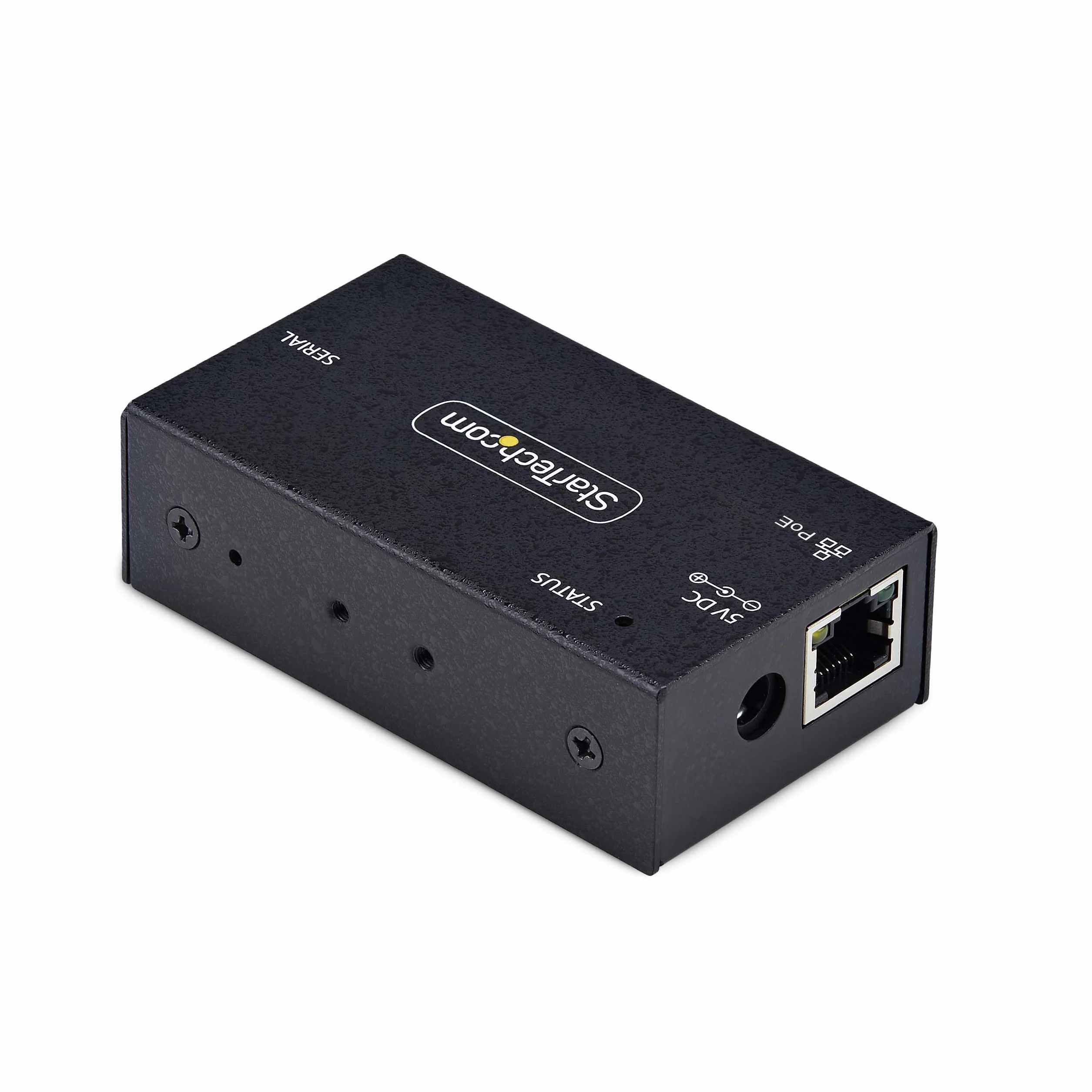 StarTech.com 1-portowy adapter szeregowy na Ethernet, serwer urządzeń szeregowych zasilany PoE 802.3af, szyna ścienna/DIN, konwerter LAN na DB9