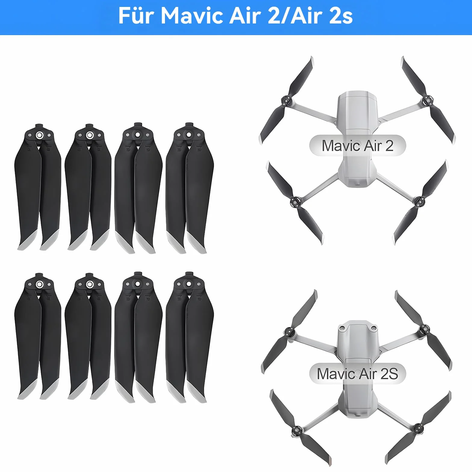 8 szt. śmigieł do Mavic Air 2/Air 2s Drone wymienne ostrza śmigła szybkiego zwalniania zapasowe ostrze śmigła składane niski poziom hałasu 7238F skrzydła do Mavic Air 2/Air 2s