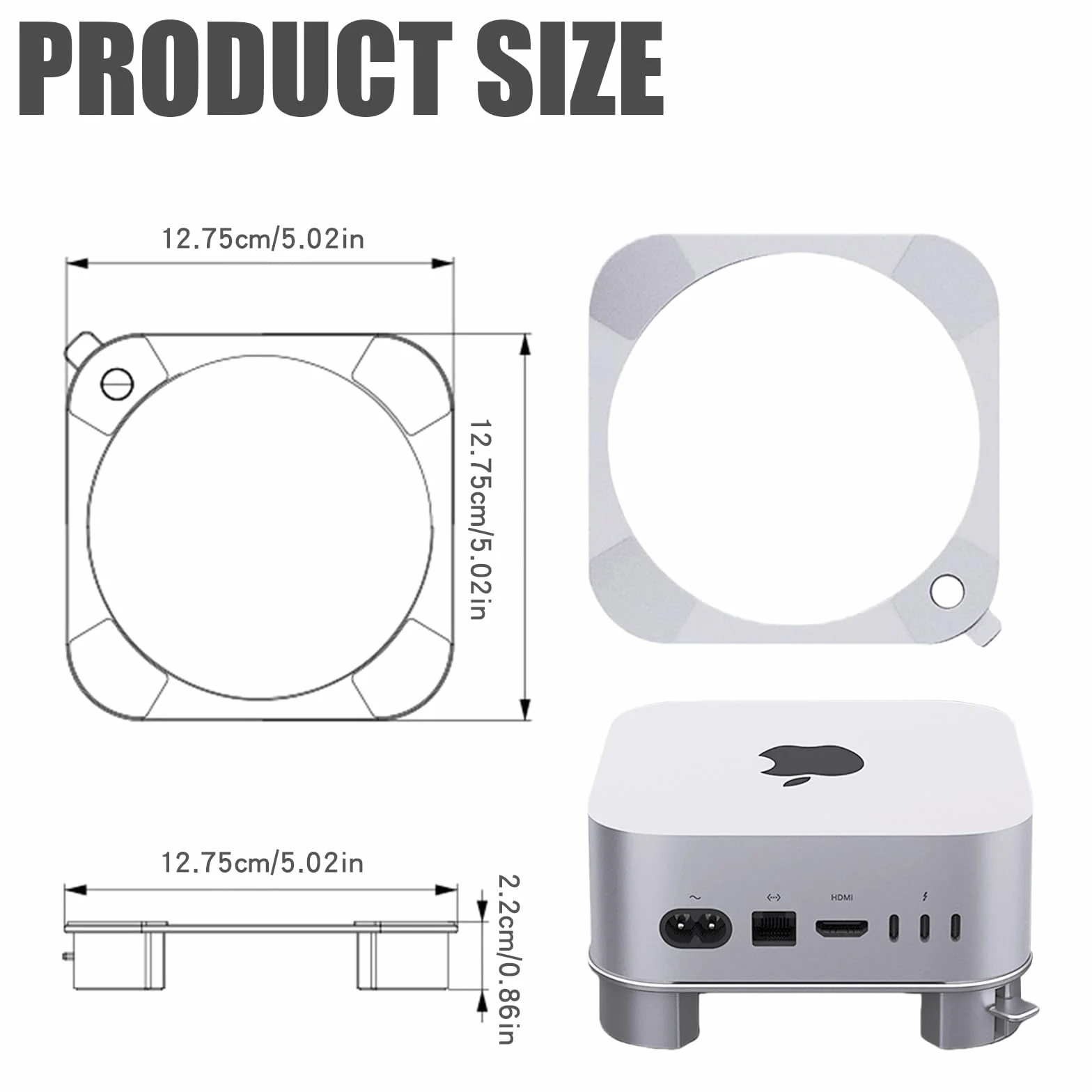 Aluminiowy stojak do Mac mini M4/M4 Pro, z łatwo dostępnym przyciskiem włączania, ulepszoną wentylacją i odprowadzaniem ciepła, stabilna, antypoślizgowa konstrukcja zapewnia bezpieczną i wydajną pracę