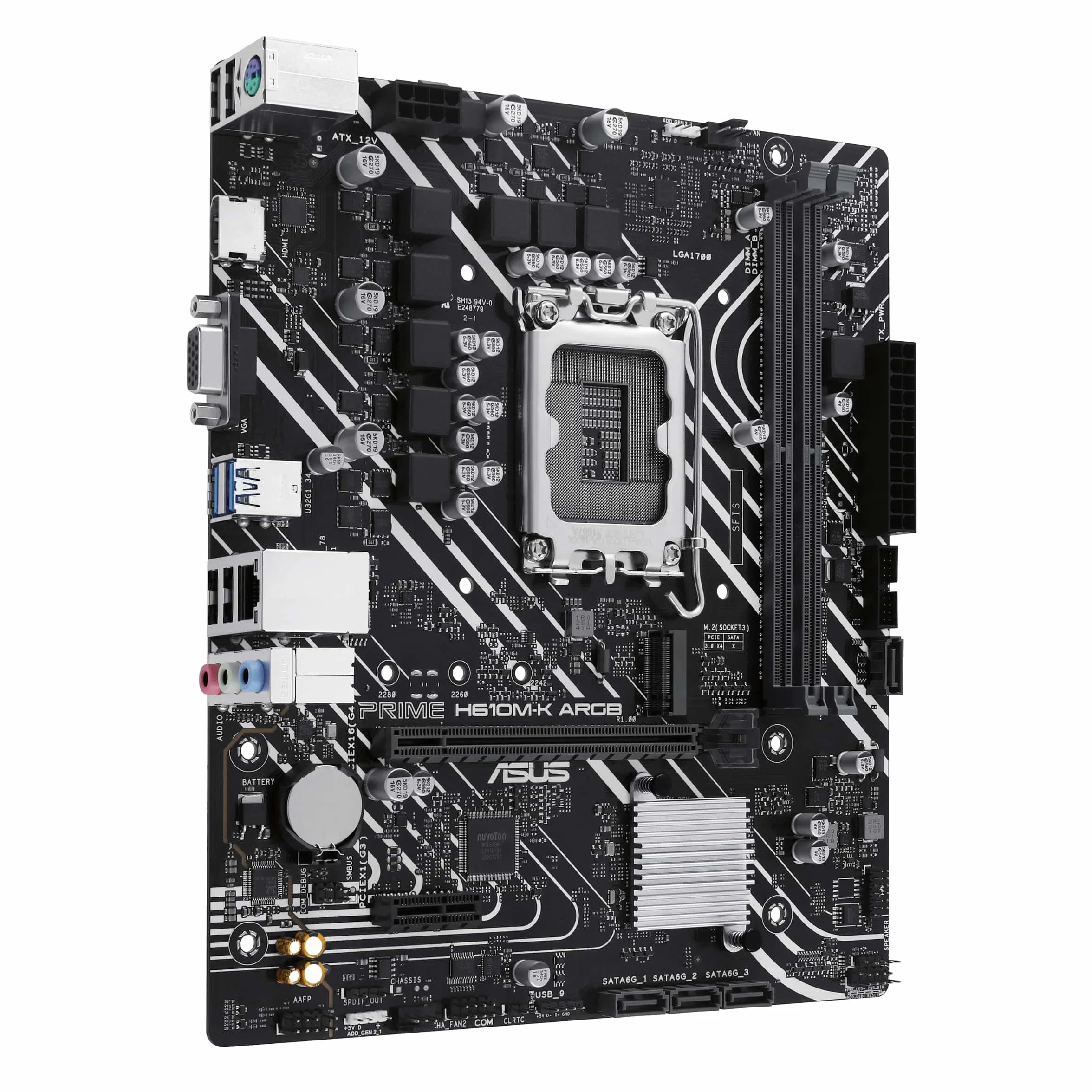 ASUS Prime H610M-K ARGB płyta główna Intel H610 (LGA 1700), DDR5, PCIe 4.0, M.2 Slot, Realtek 1 GB Ethernet, HDMI, VGA, USB 3.2 Gen 1, SATA 6 Gbit/s, Aura Sync