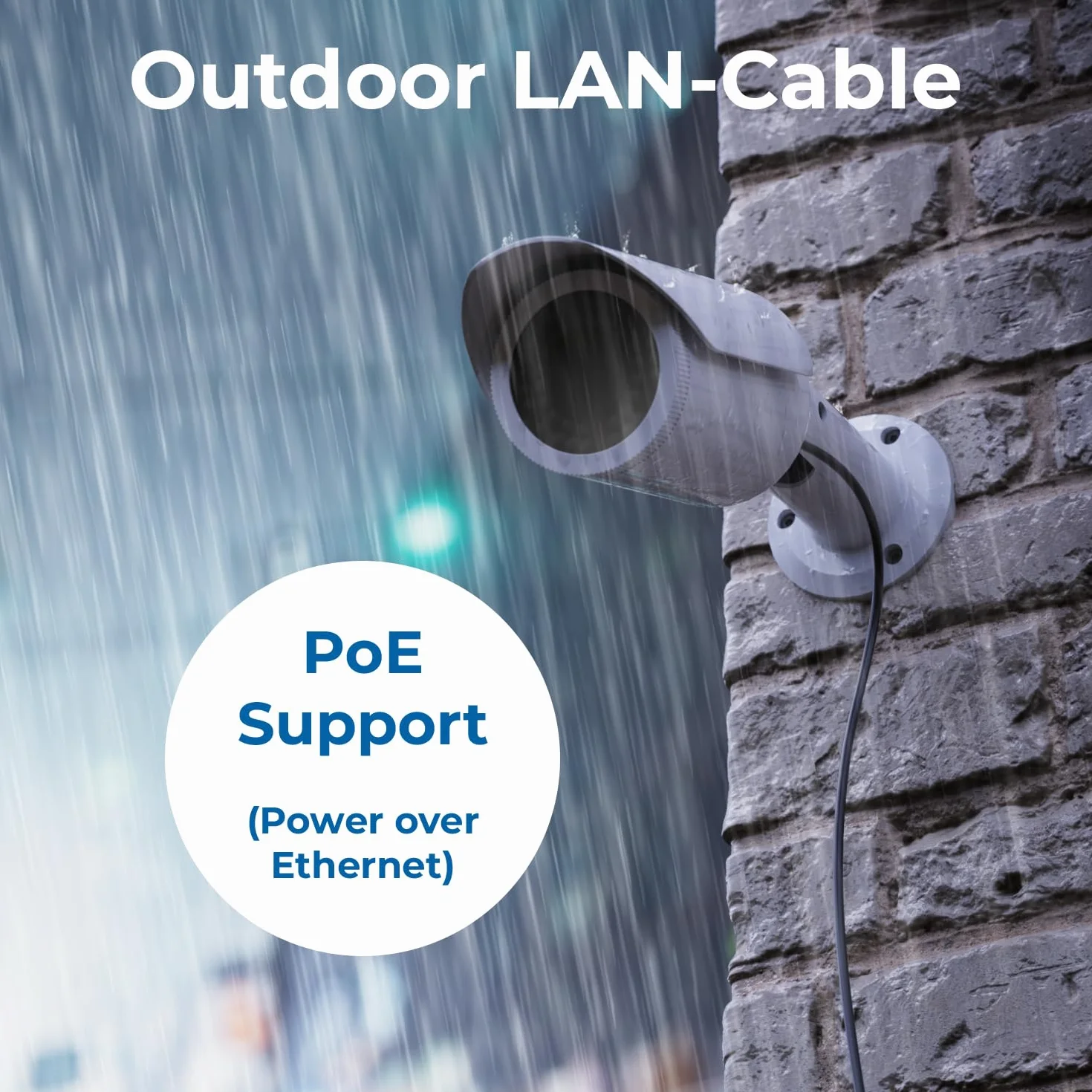 deleyCON 15m Kabel Sieciowy CAT7 Outdoor do Zastosowań Zewnętrznych (10 Gbit/s, 600 MHz, Ekranowanie S/FTP, Miedź) RJ45 Ethernet LAN DSL Kabel Patch - Odporny na Warunki Atmosferyczne - do PC, TV