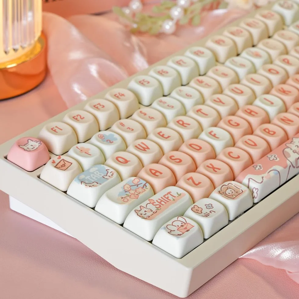Keycaps PBT Keycap Set Sublimowane fioletowe nakładki na klawisze z królika do mechanicznej klawiatury do gier 132 klawisze