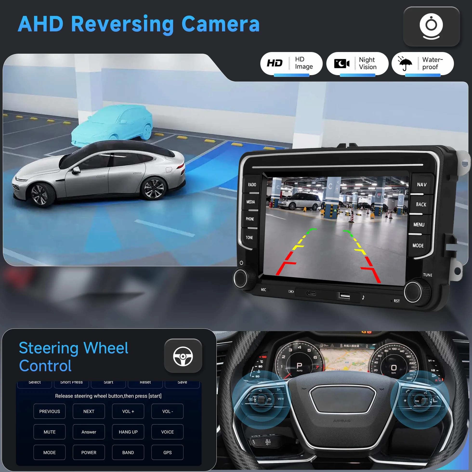 4G + 64G 7" Android radio samochodowe do VW Golf 5 6 Passat Jetta Caddy EOS T5 Tiguan Touran CC bezprzewodowe radio samochodowe do carplay radio samochodowe 2 Din z Androidem samochodem GPS Navi WiFi