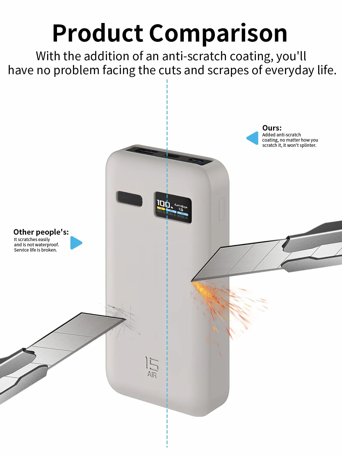Do CUKTECH 15 Air Charger Power Bank 100W 15000mAh Silikonowa obudowa - odporna na zarysowania, uderzenia i kurz, przenośna, smukła (szary)