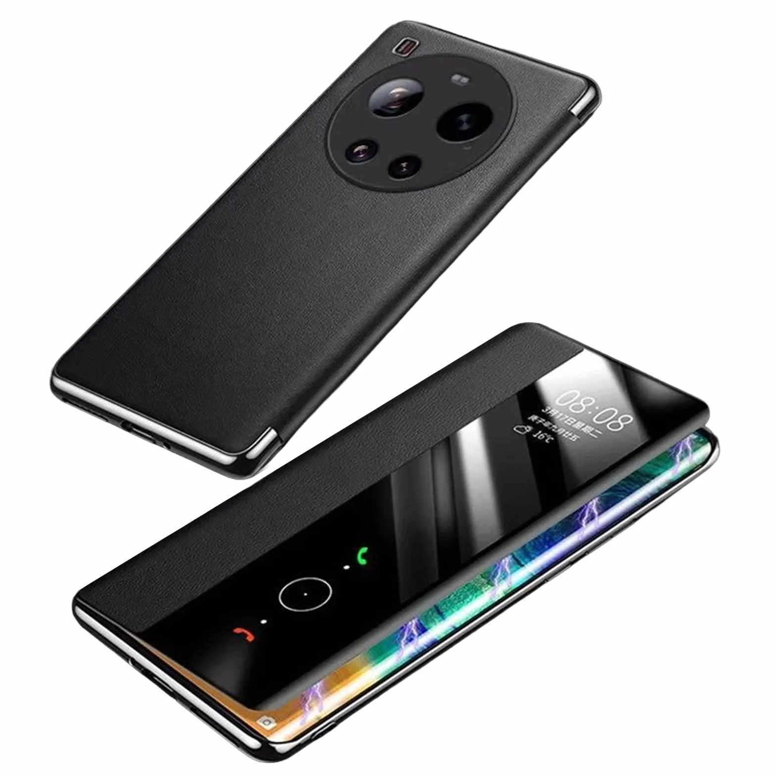 Etui do Xiaomi 17 Ultra/17 Pro Max/17 Pro/17, przezroczyste etui z klapką, odporne na wstrząsy skórzane etui, czarne, 17