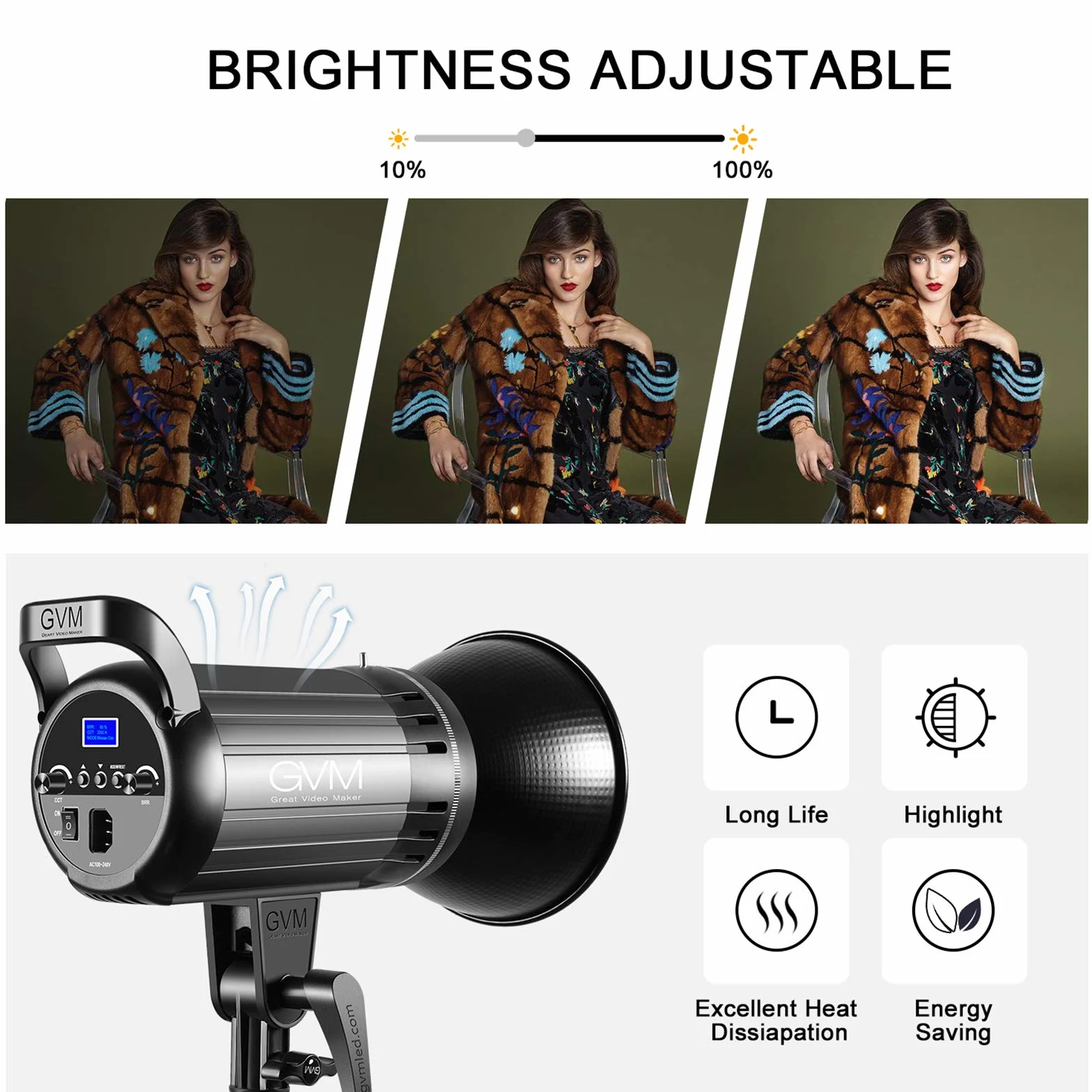 Dwukolorowa lampa wideo LED, GVM 100 W oświetlenie fotograficzne z uchwytem Bowens, system sterowania aplikacją, zestaw oświetlenia wideo do YouTube Outdoor Studio, możliwość przyciemniania 3200 K-5600 K, CRI 97+