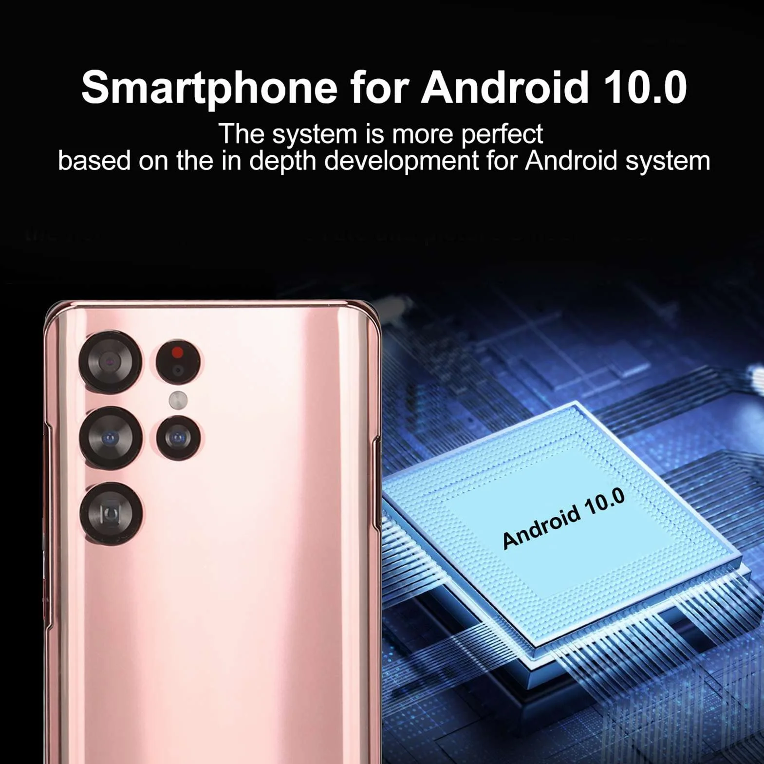 Telefon komórkowy 4G dla Androida 10.0, 6,82-calowy ekran HD, 6 GB RAM i 128 GB ROM, z funkcją rozpoznawania twarzy, bateria 7300 mAh, smartfon do codziennej pracy(EU)
