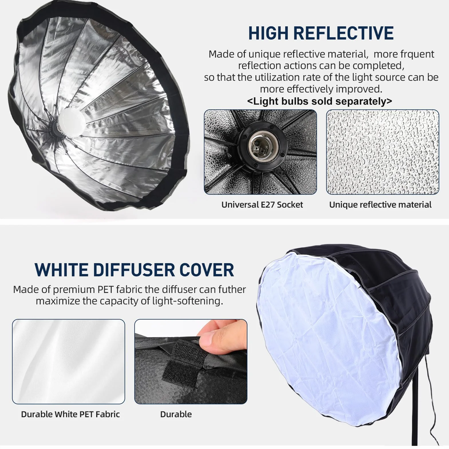 Jectse Profesjonalny Zestaw Oświetlenia Fotograficznego, Regulacja Jasności w 3 Kolorach, 12-stronny Softbox 60 Cm Zapewniający Równomierne Oświetlenie, ze Statywem 2,1 M do Transmisji (wtyczka UE)