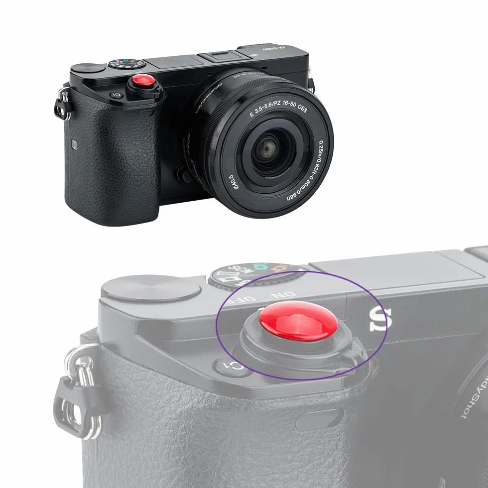 PROfezzion Miękki Przycisk Zwalniający z Niewkręcanym do Sony ZV-1 ZV-E10 A7c A7IV A6700 A6500 A6400 A6300 RX100 Seria Kamera z Płaskim Przyciskiem Migawki (Wypukły i Wklęsły Jasny Czerwony Zestaw)