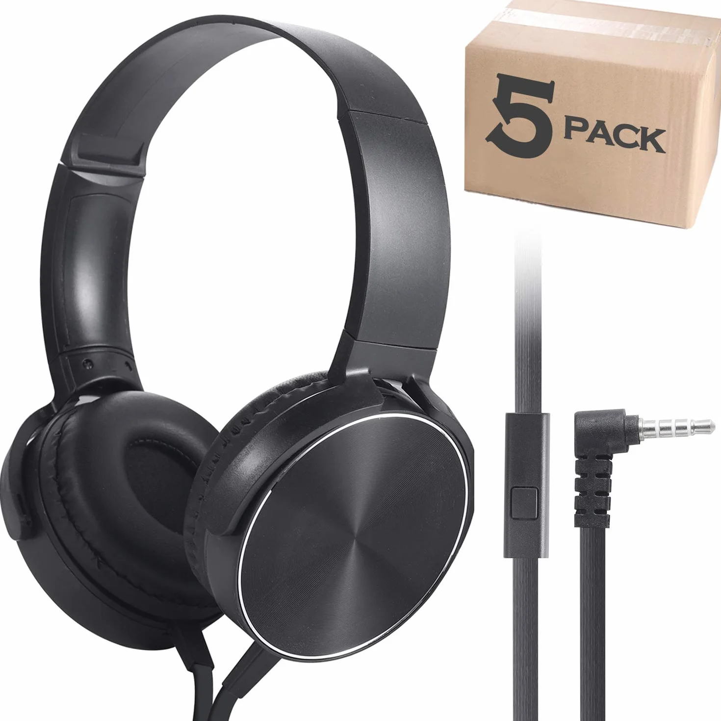 Słuchawki dziecięce z mikrofonem, 5 sztuk, dla chłopców i dziewcząt, dzieci zestaw słuchawkowy do nauki online z mikrofonem dźwiękiem stereo, gniazdo audio 3,5 mm, do smartfona, tabletu, Kindle, komputera (5 szt.)