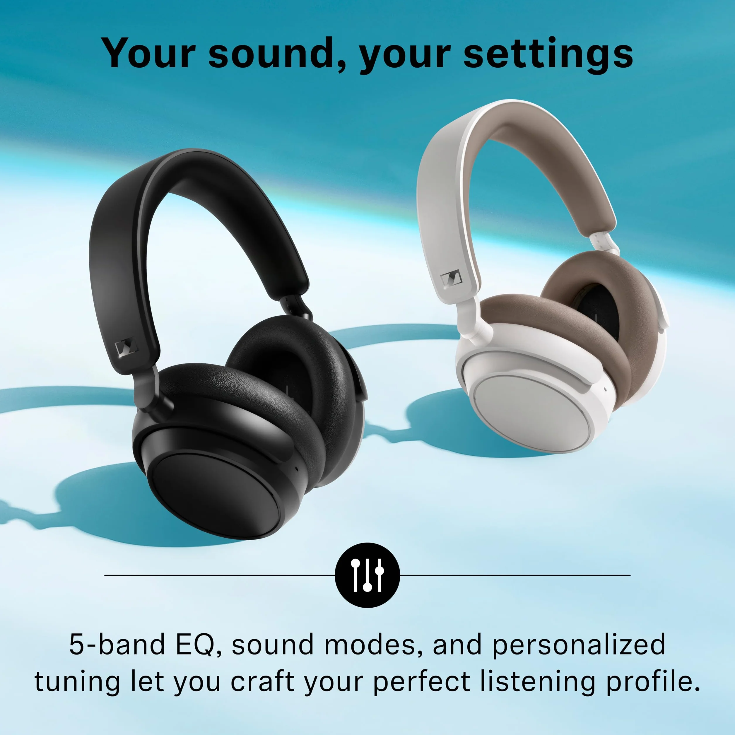Sennheiser ACCENTUM Plus bezprzewodowe słuchawki Bluetooth – funkcja szybkiego ładowania, czas odtwarzania baterii 50 godzin, adaptacyjne hybrydowe ANC, personalizacja dźwięku, sterowanie dotykowe