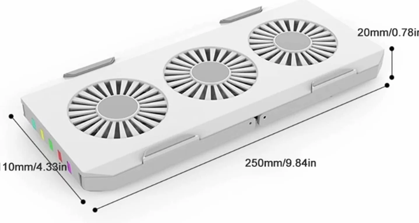 Chłodziarka do Laptopa Przenośny Komputerowa Podkładka Chłodząca 3 Wentylator RGB LED Light Przenośny Składany Uchwyt Na Podstawkę Chłodzącą Do Laptopa Stojak na Wentylator do Laptopa(White)